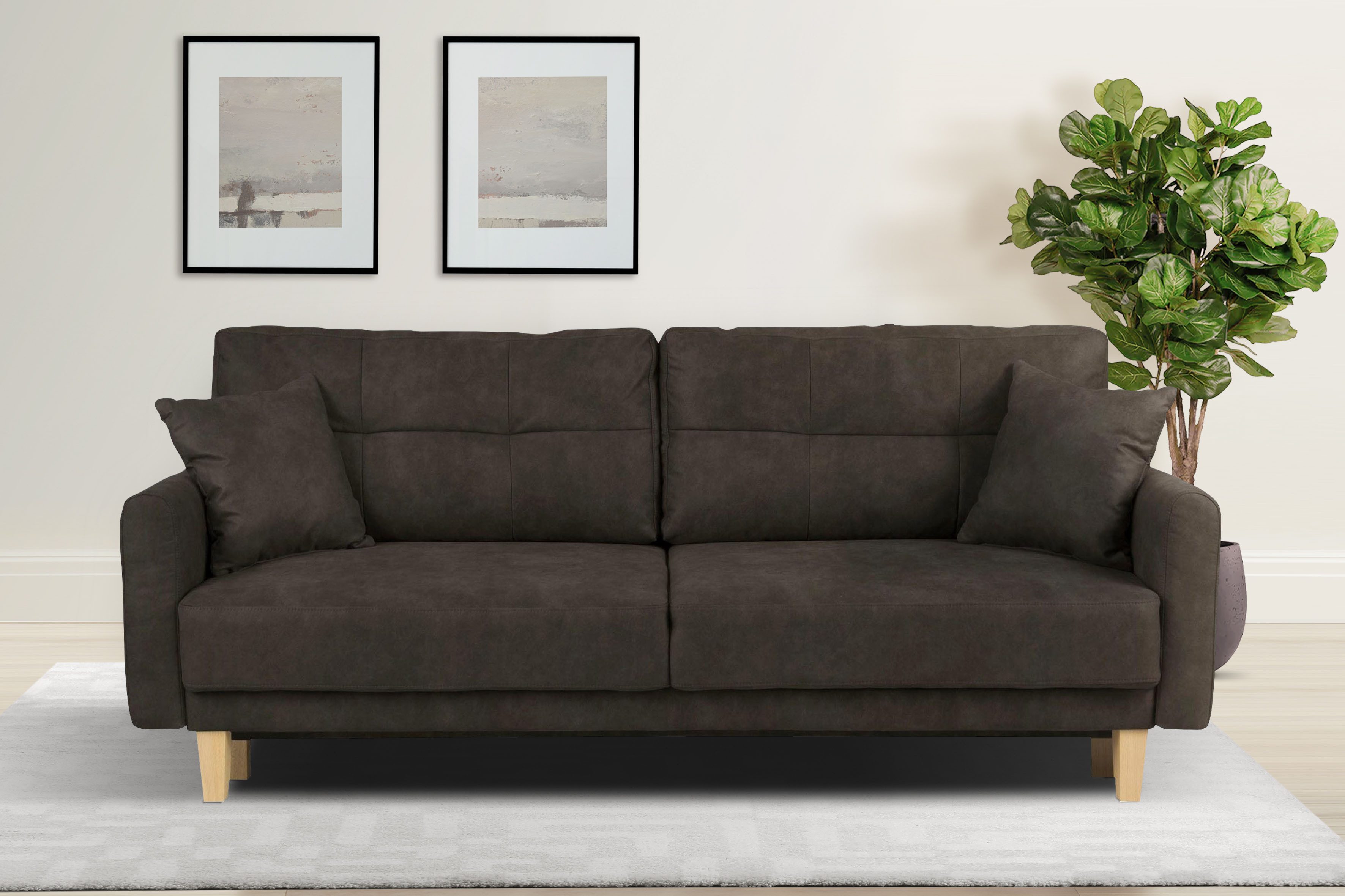 Home affaire 3-zitsbank TRIPLO optioneel slaapbank met bedlade, afmetingen B/D/H: 215/100/89 cm grijs, 3-zitsbanken, Met slaapfunctie, met bedkist
