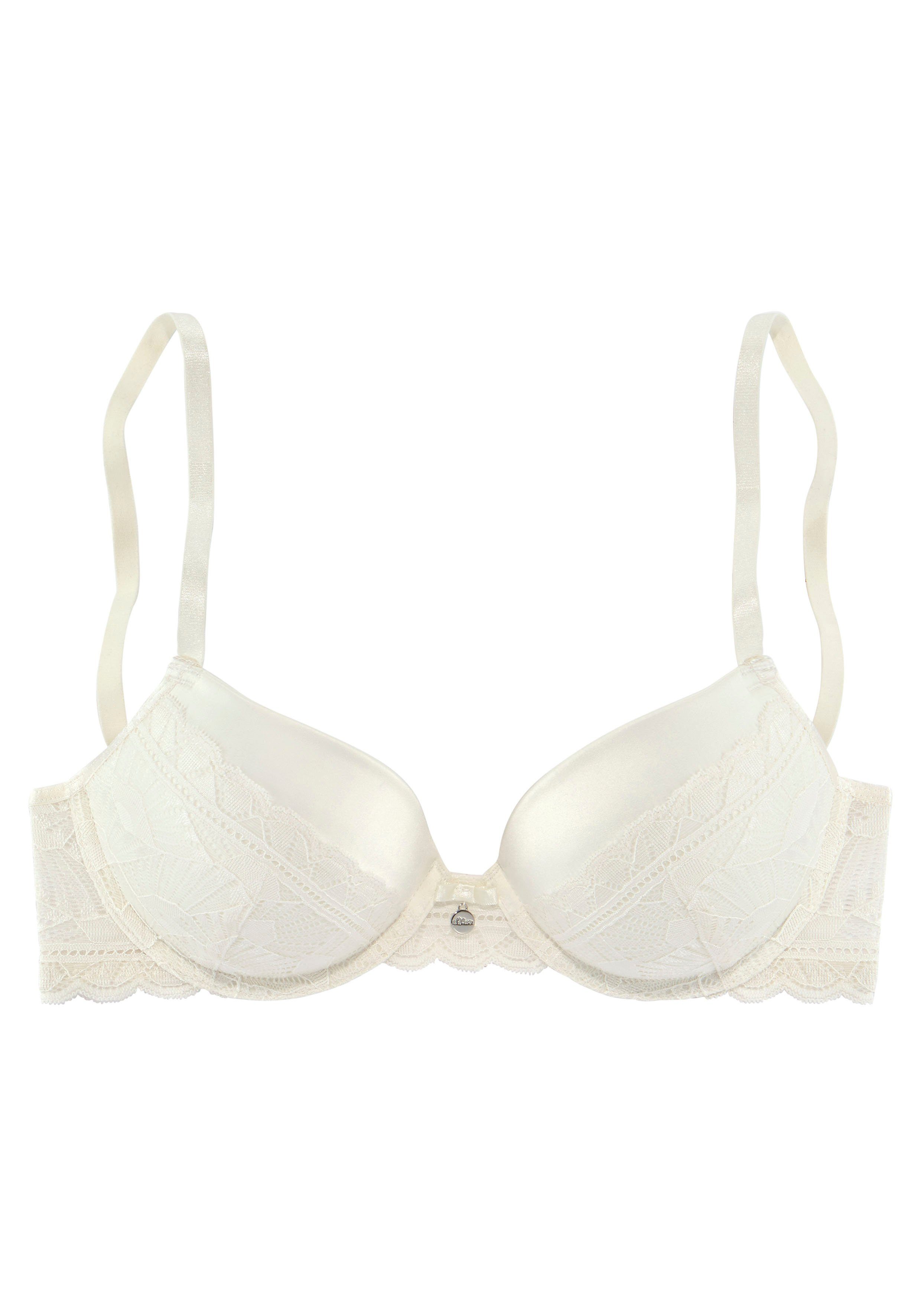 s.Oliver RED LABEL Beachwear Push-up-bh Adèle met grafisch kant en metalen accessoire, lingerie