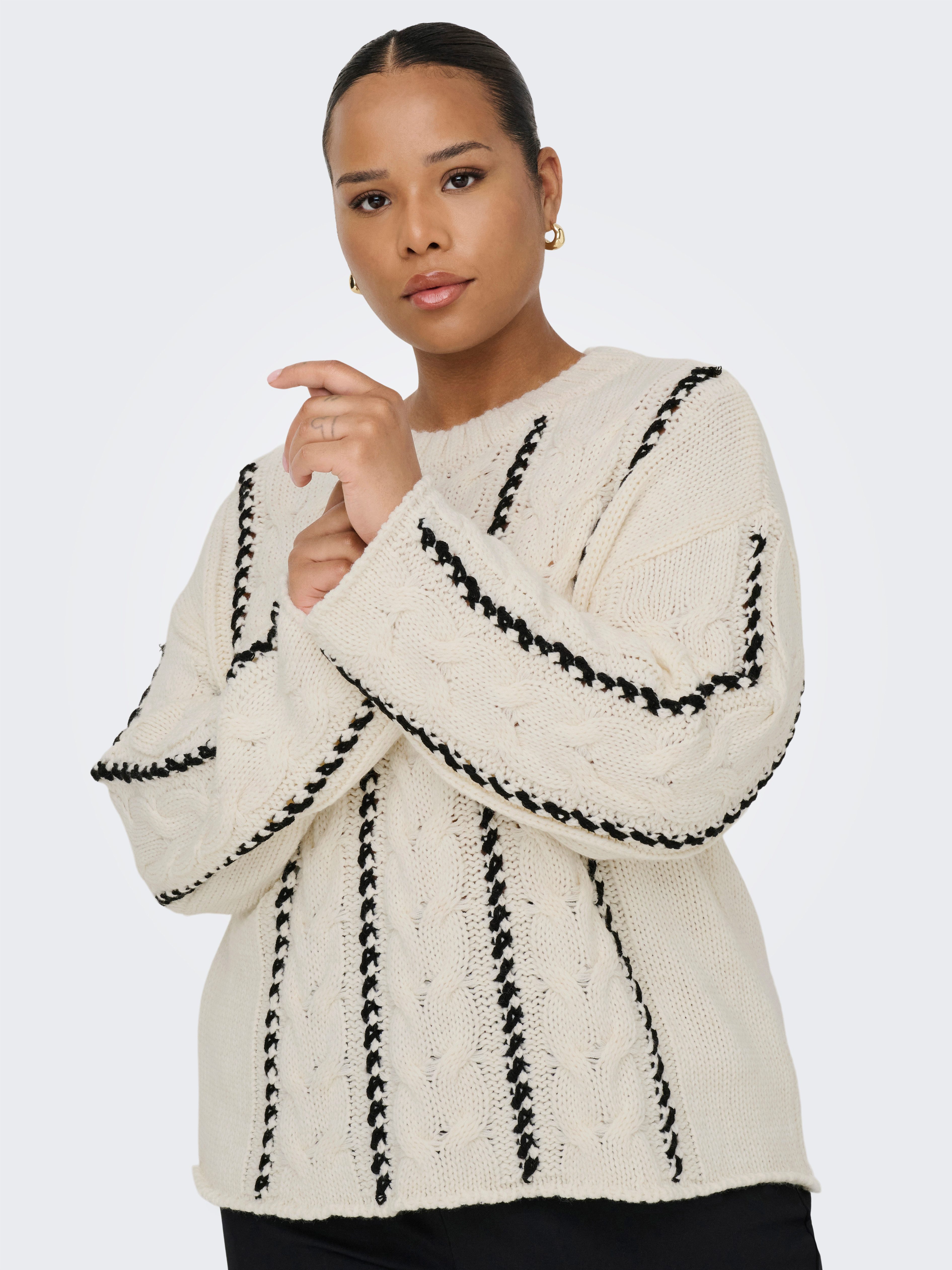 ONLY CARMAKOMA Trui met ronde hals CARTESSA CABEL STITCH LS O-NECK KNT