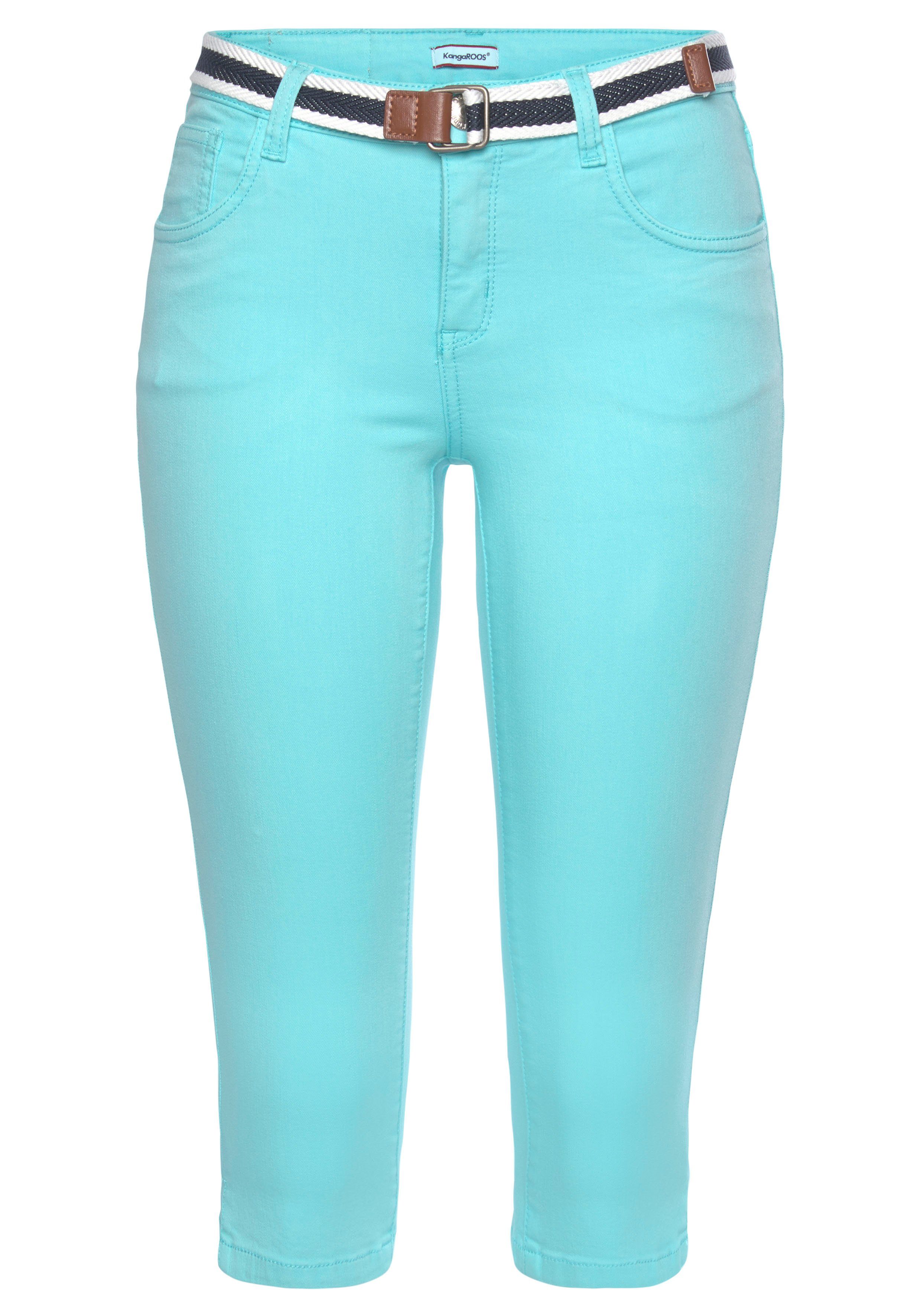 KangaROOS Capri jeans Capri-jeans met riem Skinny fit, met split, normale taille (set, Met een afneembare riem)