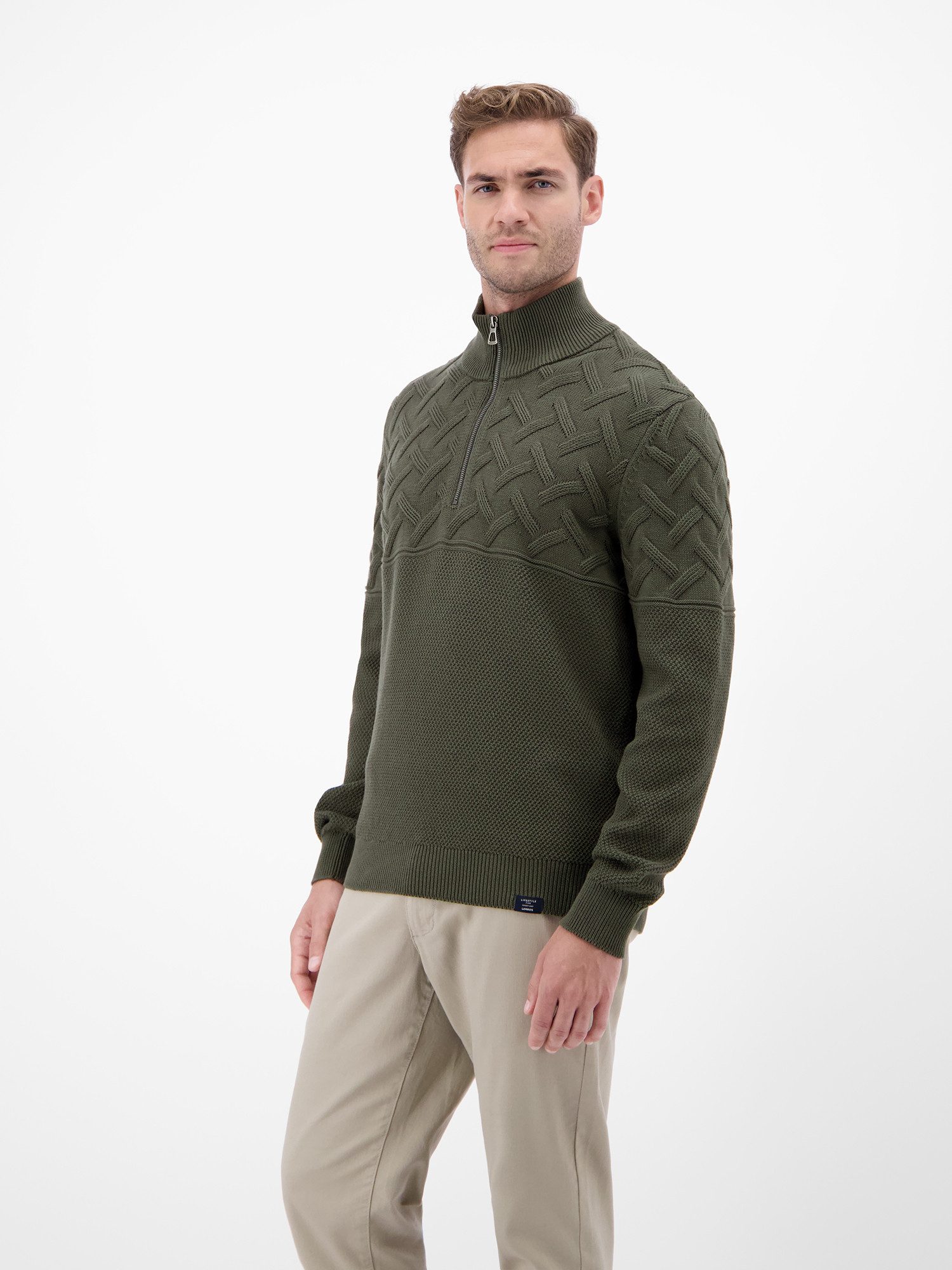 Lerros Gebreide trui LERROS Heren-Troyer met Jacquard patroon