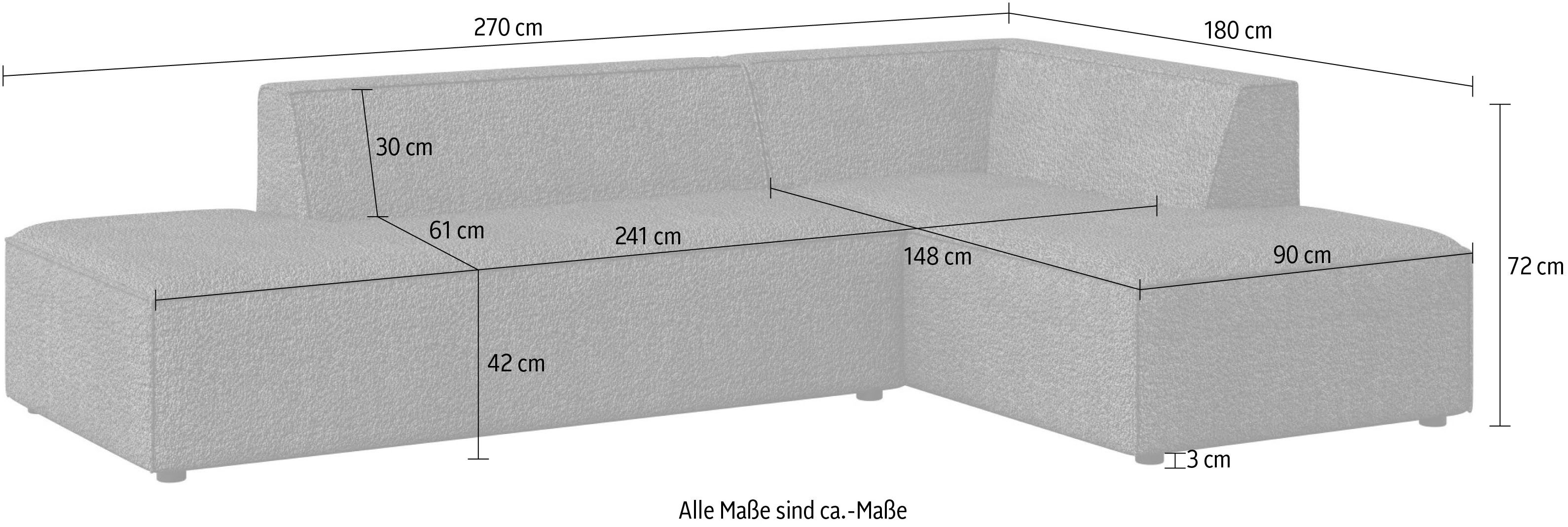 INOSIGN Hoekbank Cavan met ottomane links of rechts bestelbaar L-vorm met golfondersteuning, afmetingen B/D/H: 270/180/72 cm