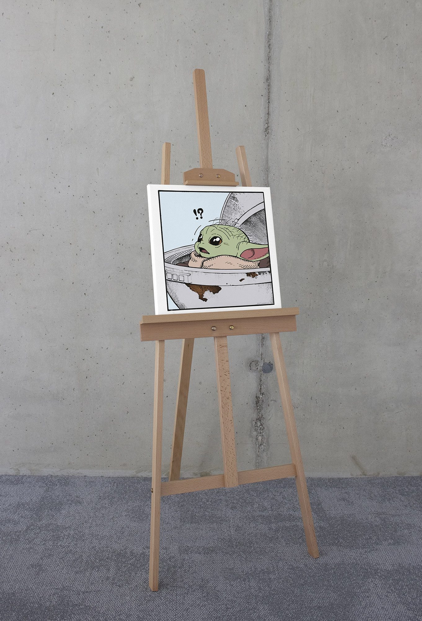 Komar Artprint op linnen Star Wars The Mandalorian Grogu Shocked 40 x 50 cm (breedte x hoogte) - kinderkamer, decoratie (1 stuk)