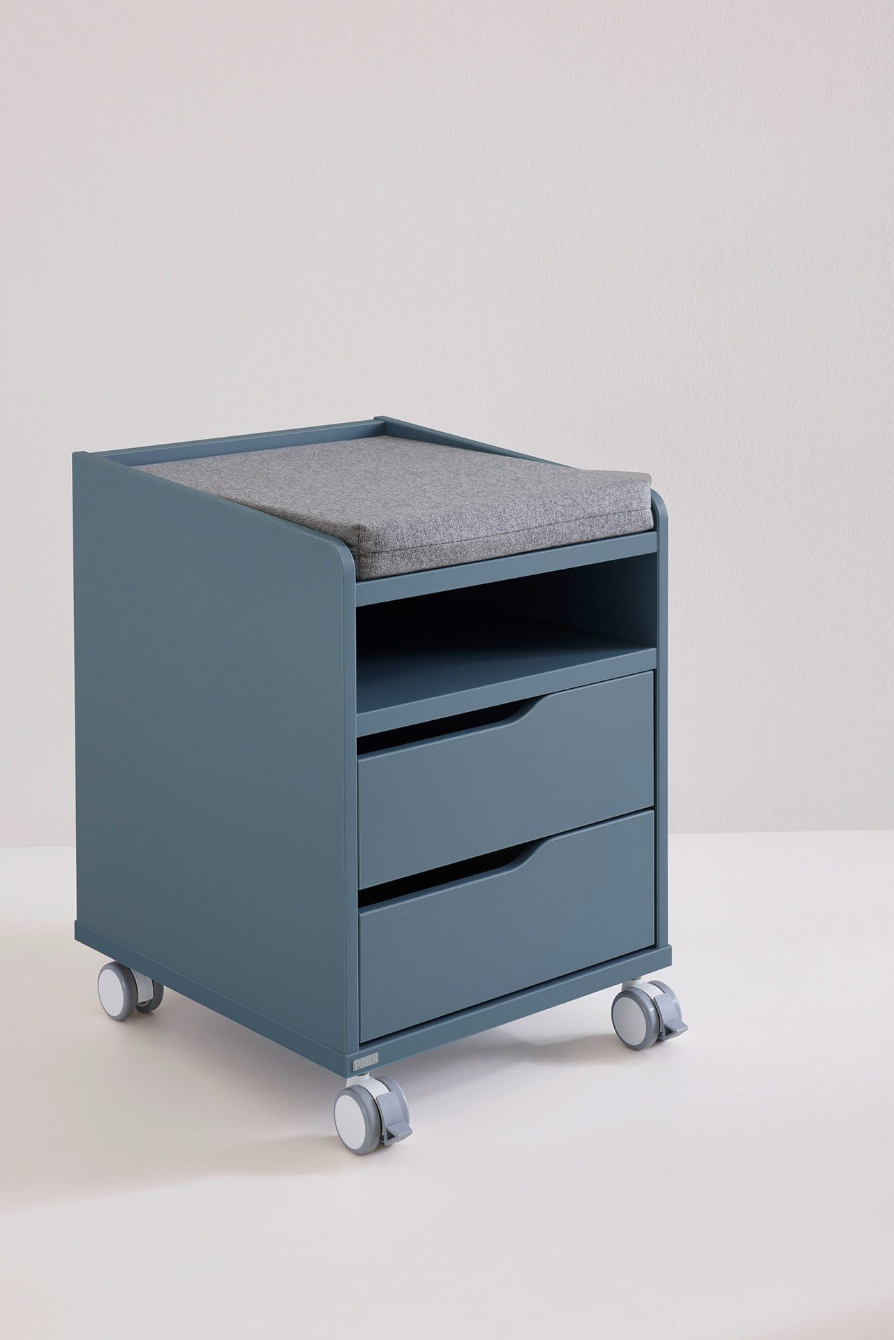 PAIDI Kinderwelten Container Diego rollcontainer met twee lades en een plank als zitvlak geschikt bureaukasten blauw