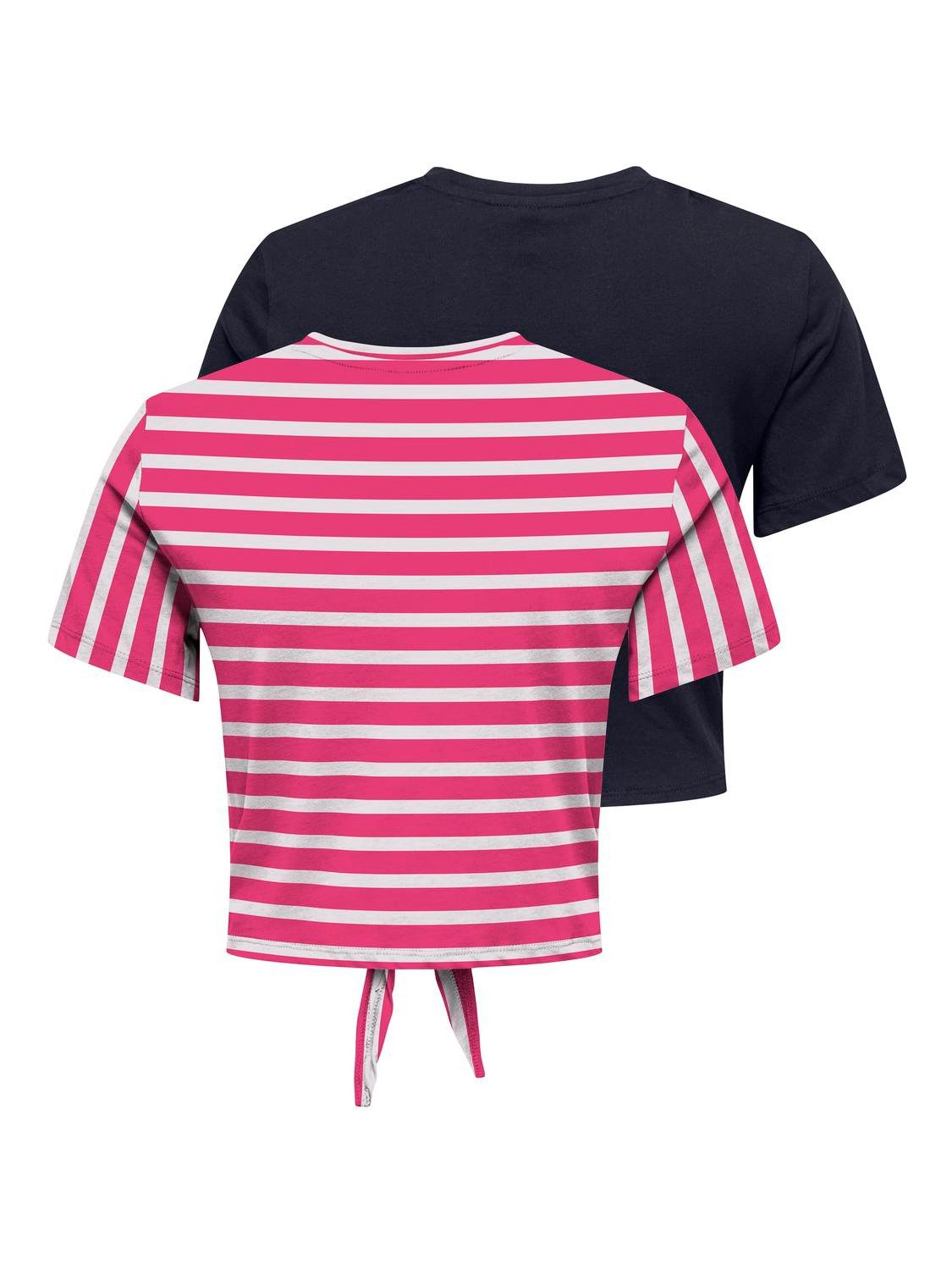 Only Shirt met korte mouwen ONLMAY LIFE S/S SHORT KNOT TOP BOX 2PACK (set, 2-delig)