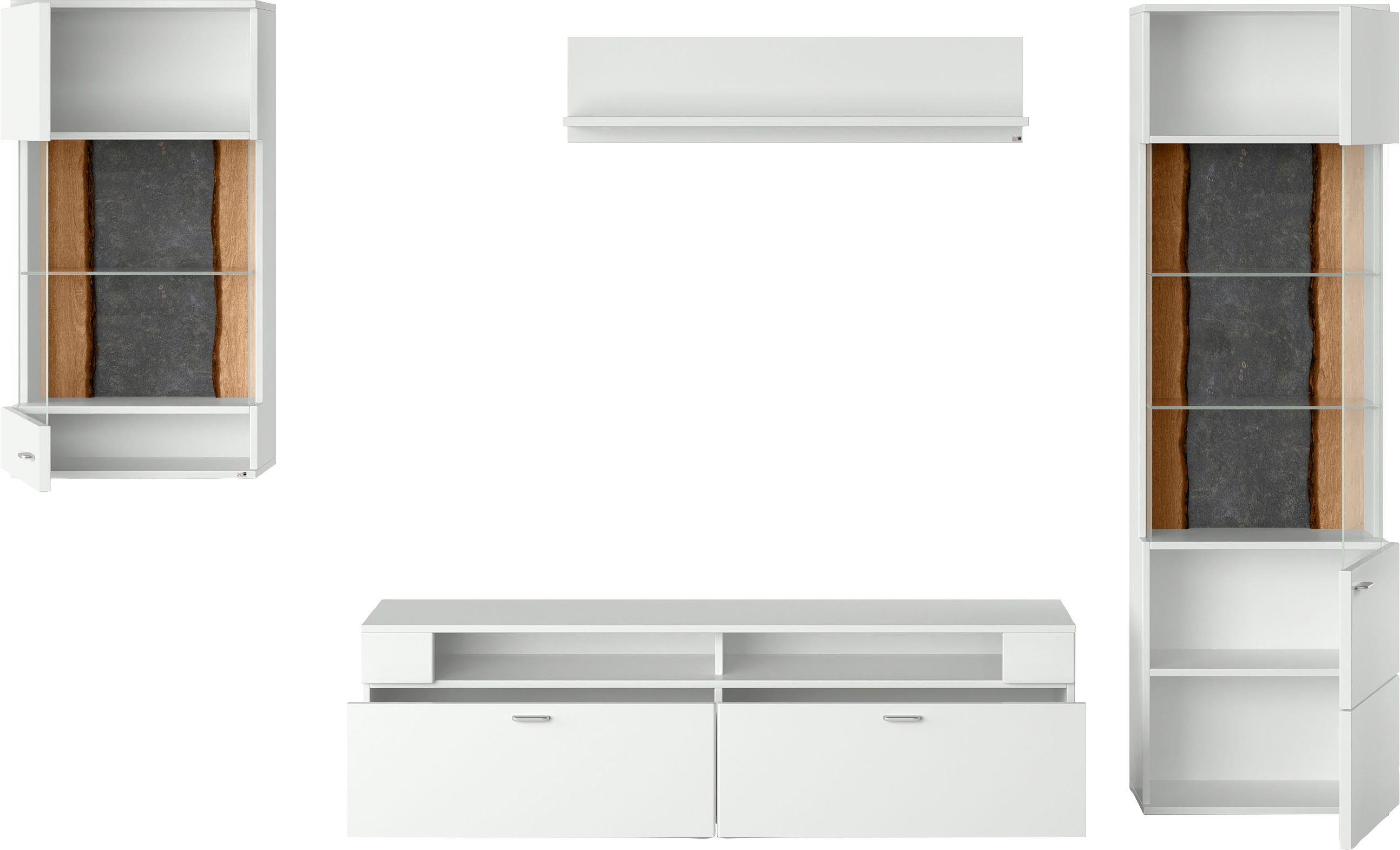 set one by Musterring Wandmeubel Tacoma Type 54, met hangende vitrinekast (set, 4-delig)