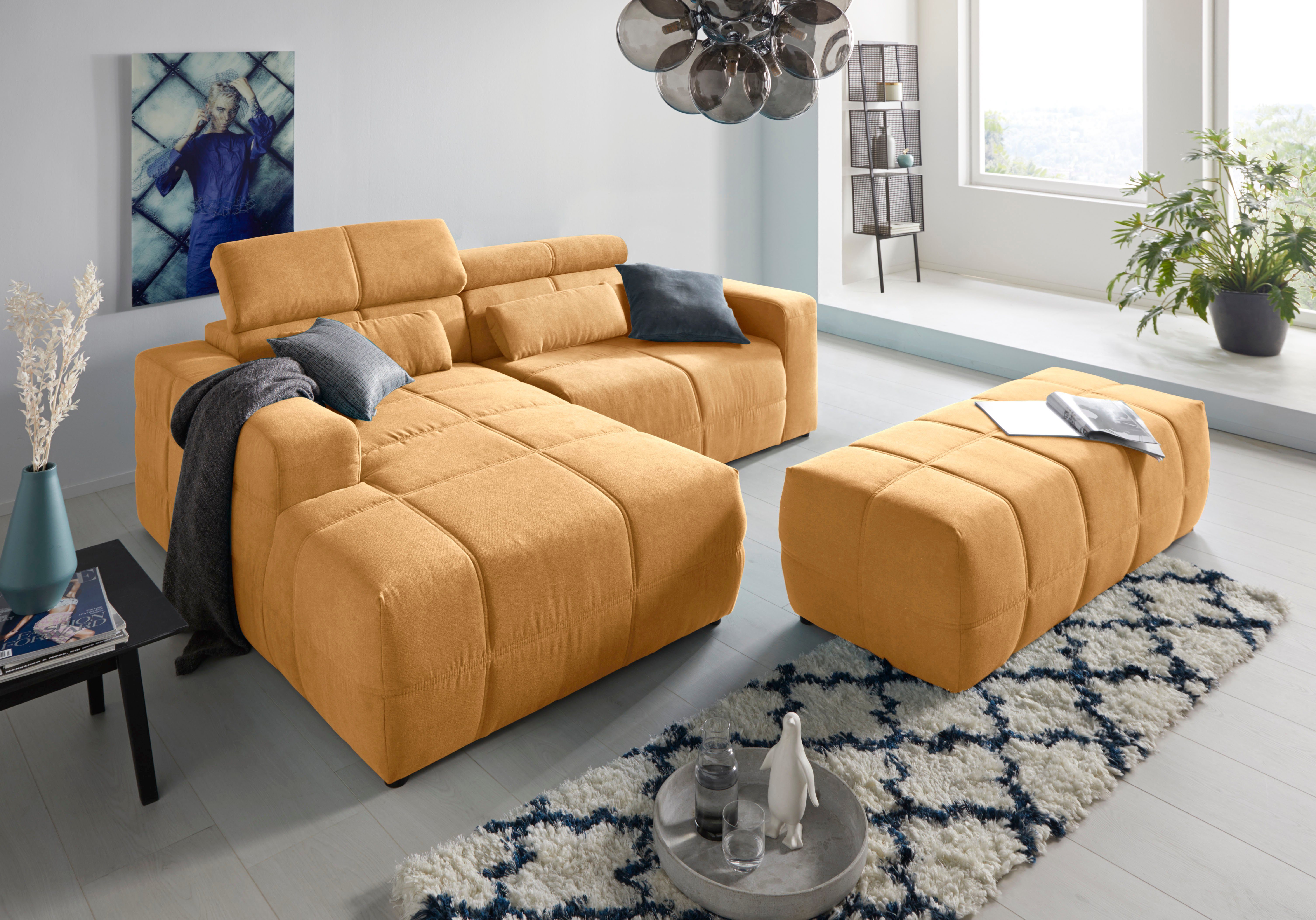 DOMO collection Hoekbank Brandon, incl. Hoofdsteunverstelling, B/D/H: 214/100/80 cm, L-Vorm