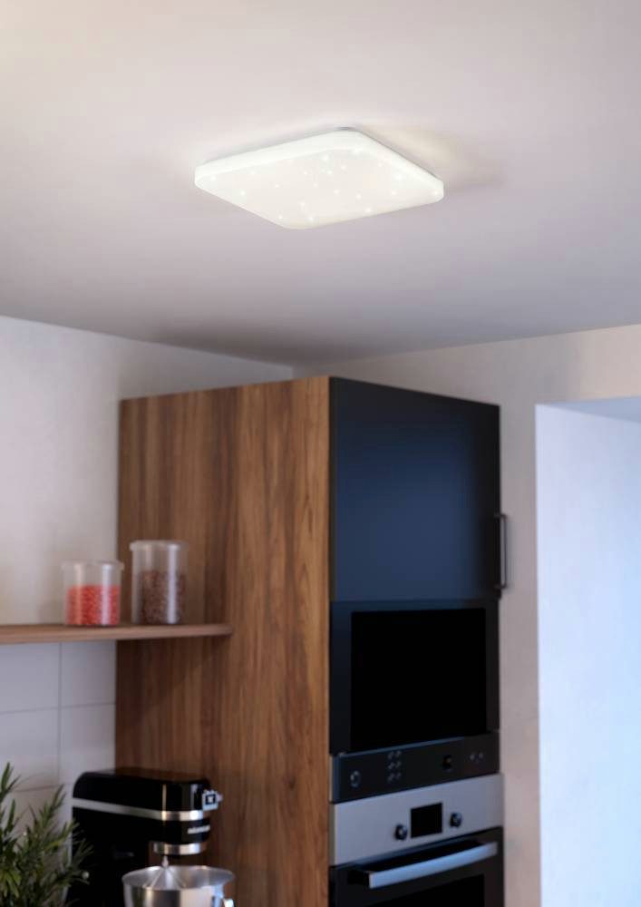 EGLO Led-plafondlamp FRANIA-S plafondlamp, wit, kristaleffect, lage opbouw (1 stuk)