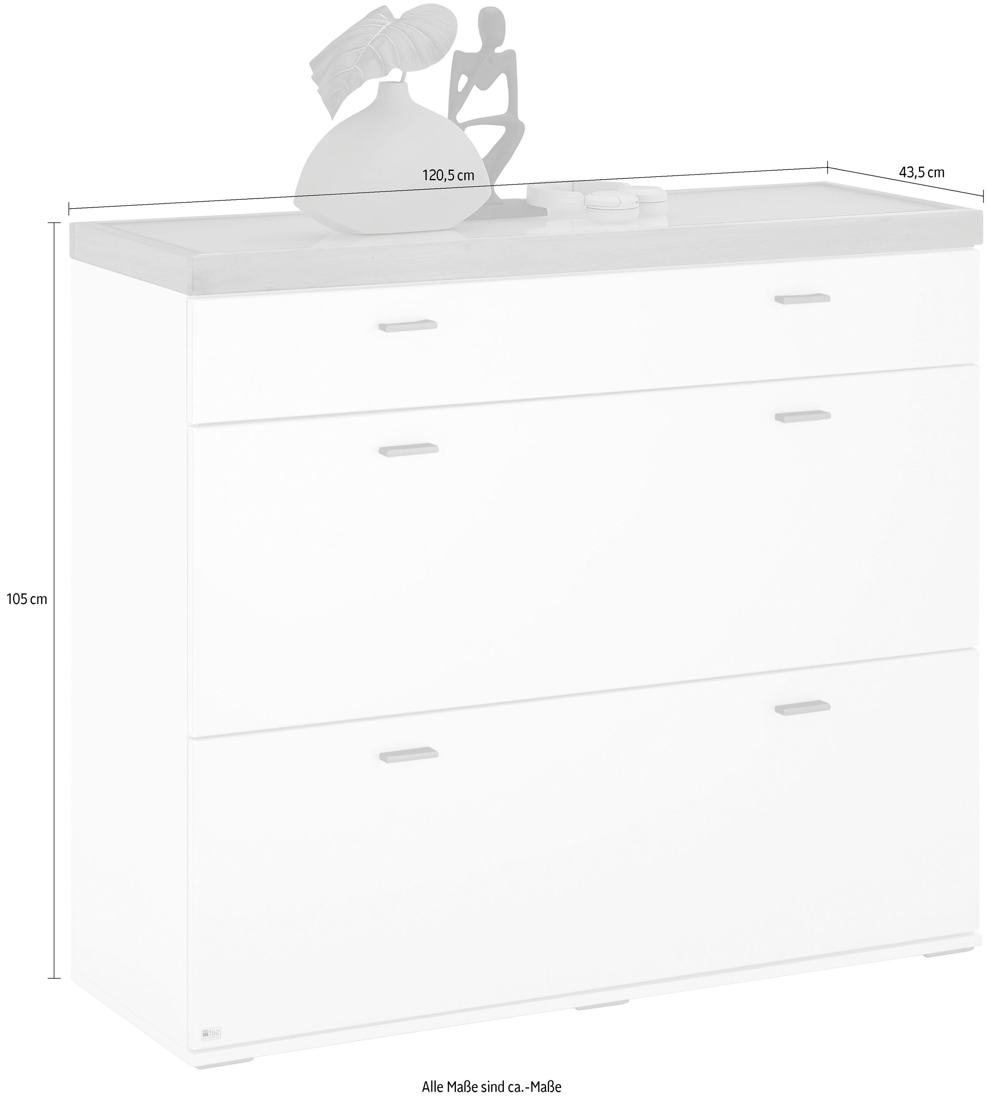 set one by Musterring Dressoir Lancaster Dielen inclusief led-verlichting, met deuren en lades, breedte 121 cm