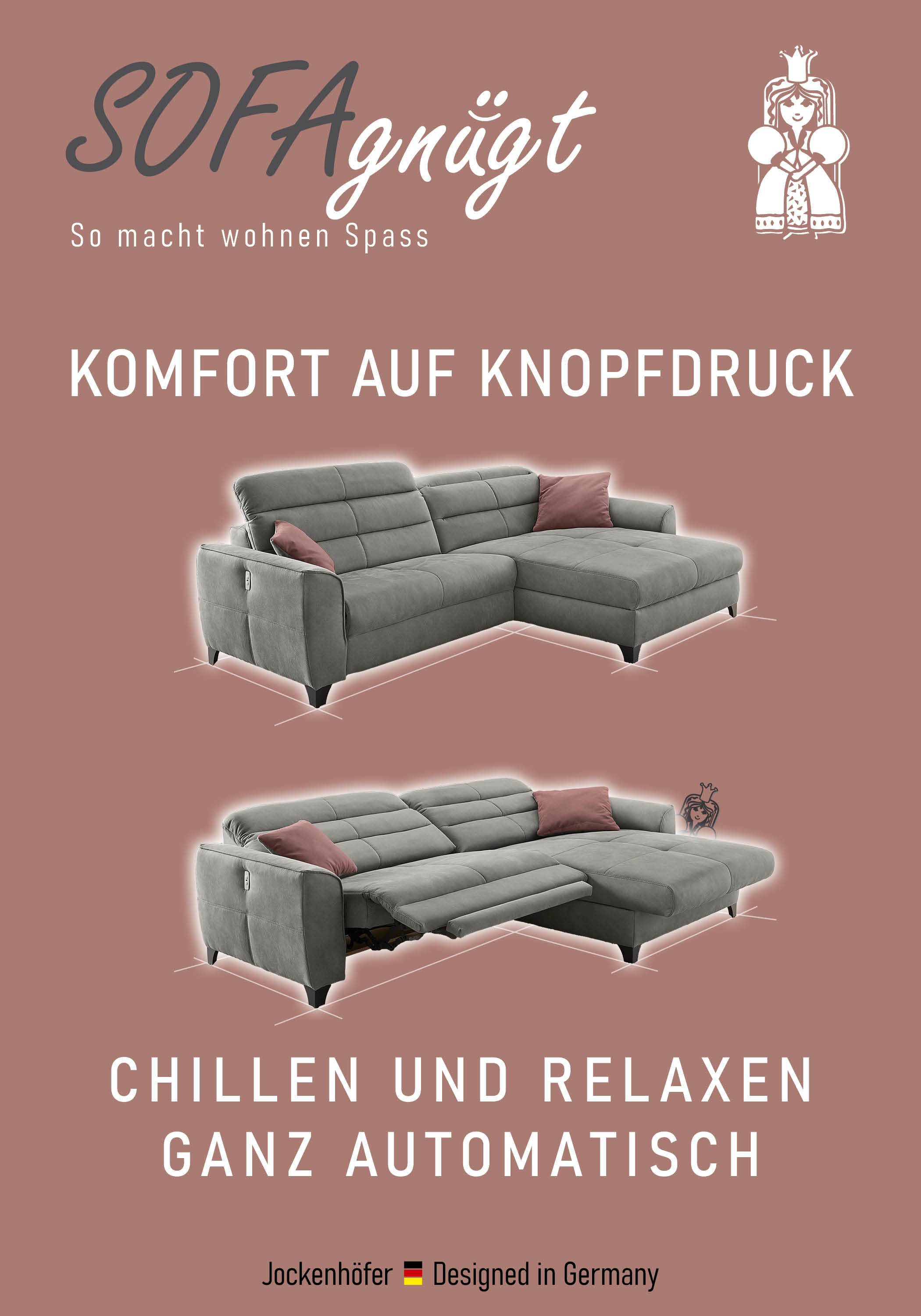 Jockenhöfer Gruppe Hoekbank Double One L-vorm met 2 x 120 cm brede, elektrisch verstelbare relaxfuncties