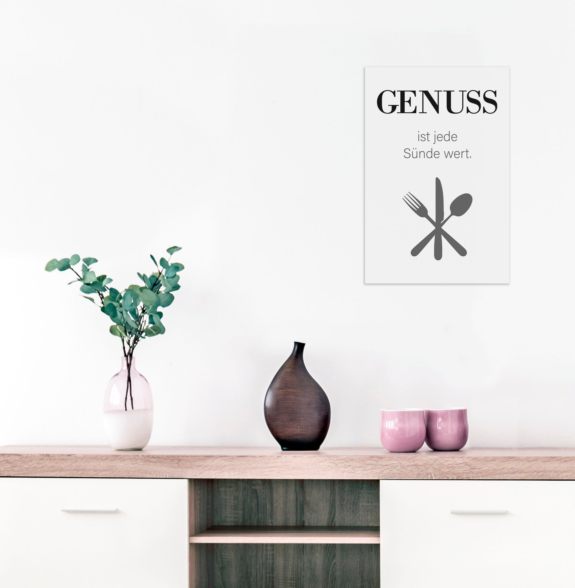 queence Sierobject voor aan de wand GENOT Stalen bord, blikken bord, spreuk, grappig, wanddecoratie, retro, 20x30cm