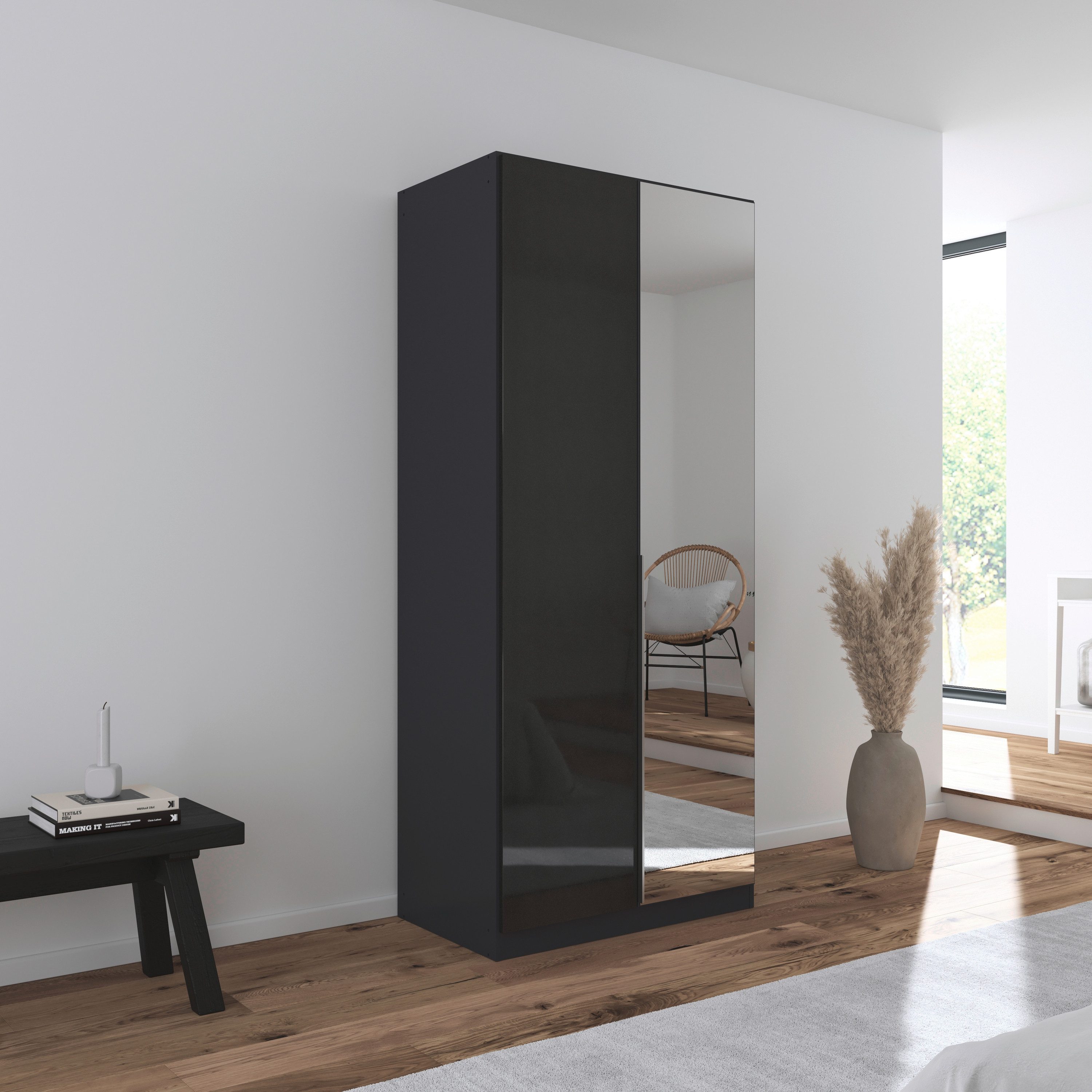 rauch Draaideurkast Kledingkast kast garderobe AGORDO met decor- of hoogglansfront doordachte binnenuitrusting, in 6 breedtes en 2 hoogtes made in germany
