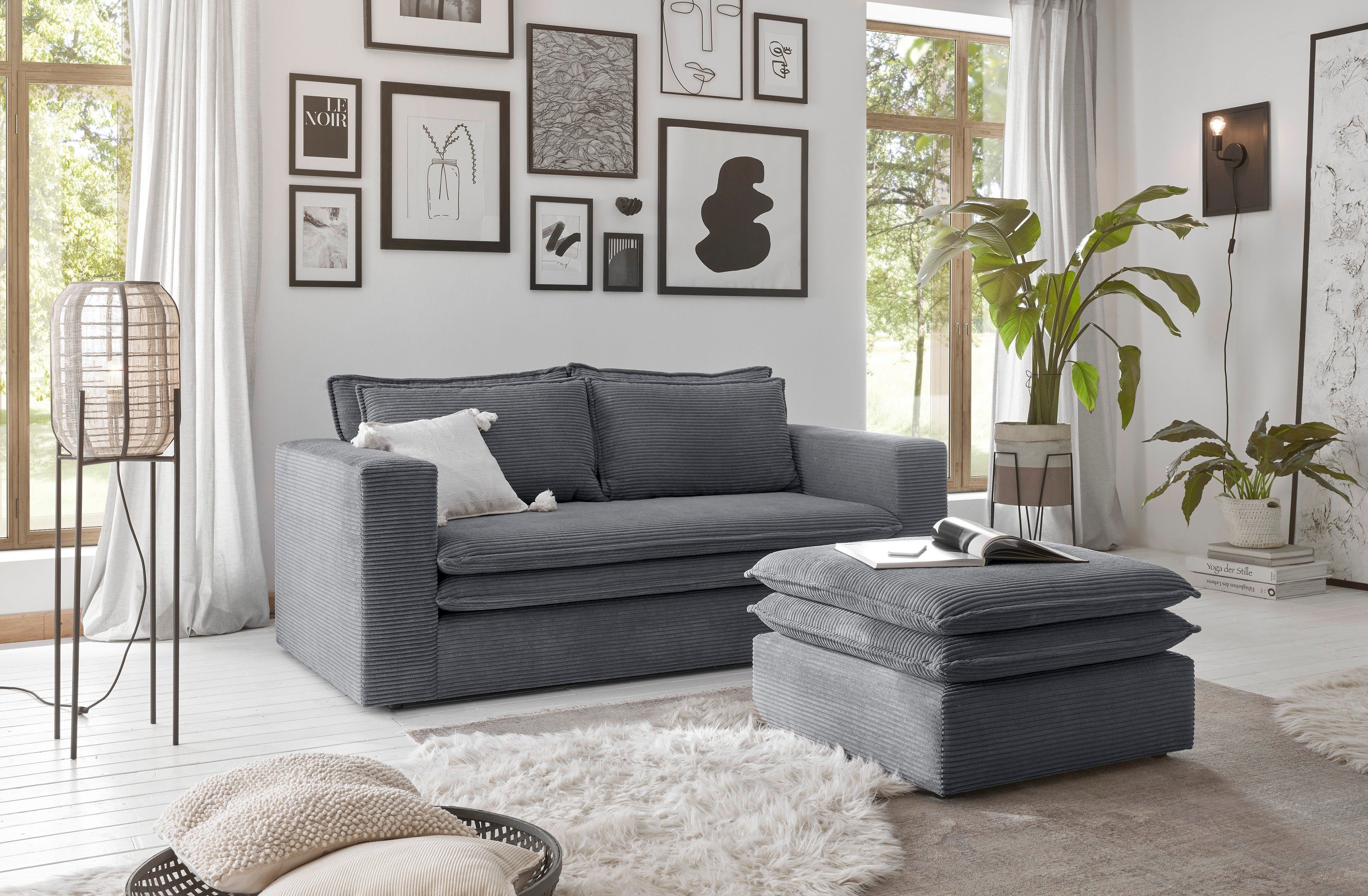 Places of Style Zithoek PIAGGE 2-zitsbank en hocker klein als set (2-delig)