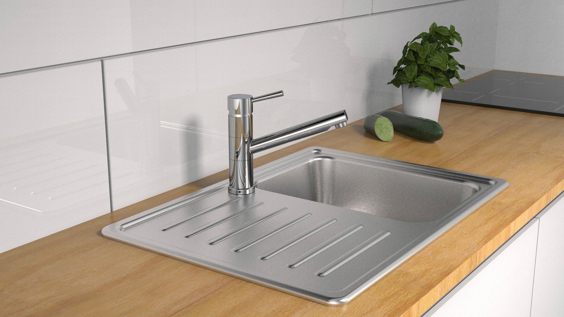 Schütte Gootsteen kraan Unicorn Lagedrukkraan keuken, 150° draaibaar, droogkookbeveiliging chroom