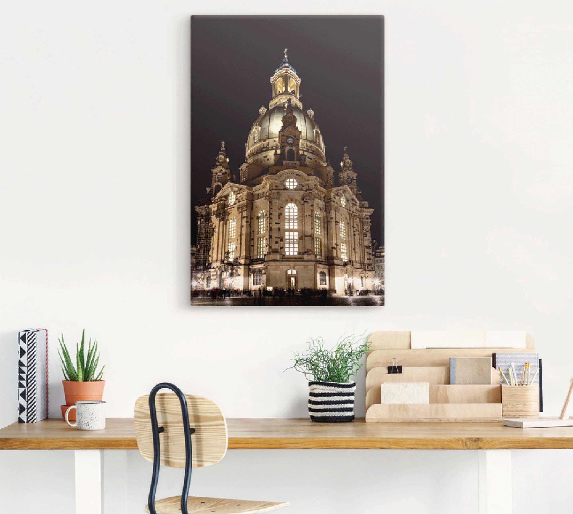 Artland Artprint Verlichte Frauenkirche in Dresden als artprint op linnen, poster in verschillende formaten maten