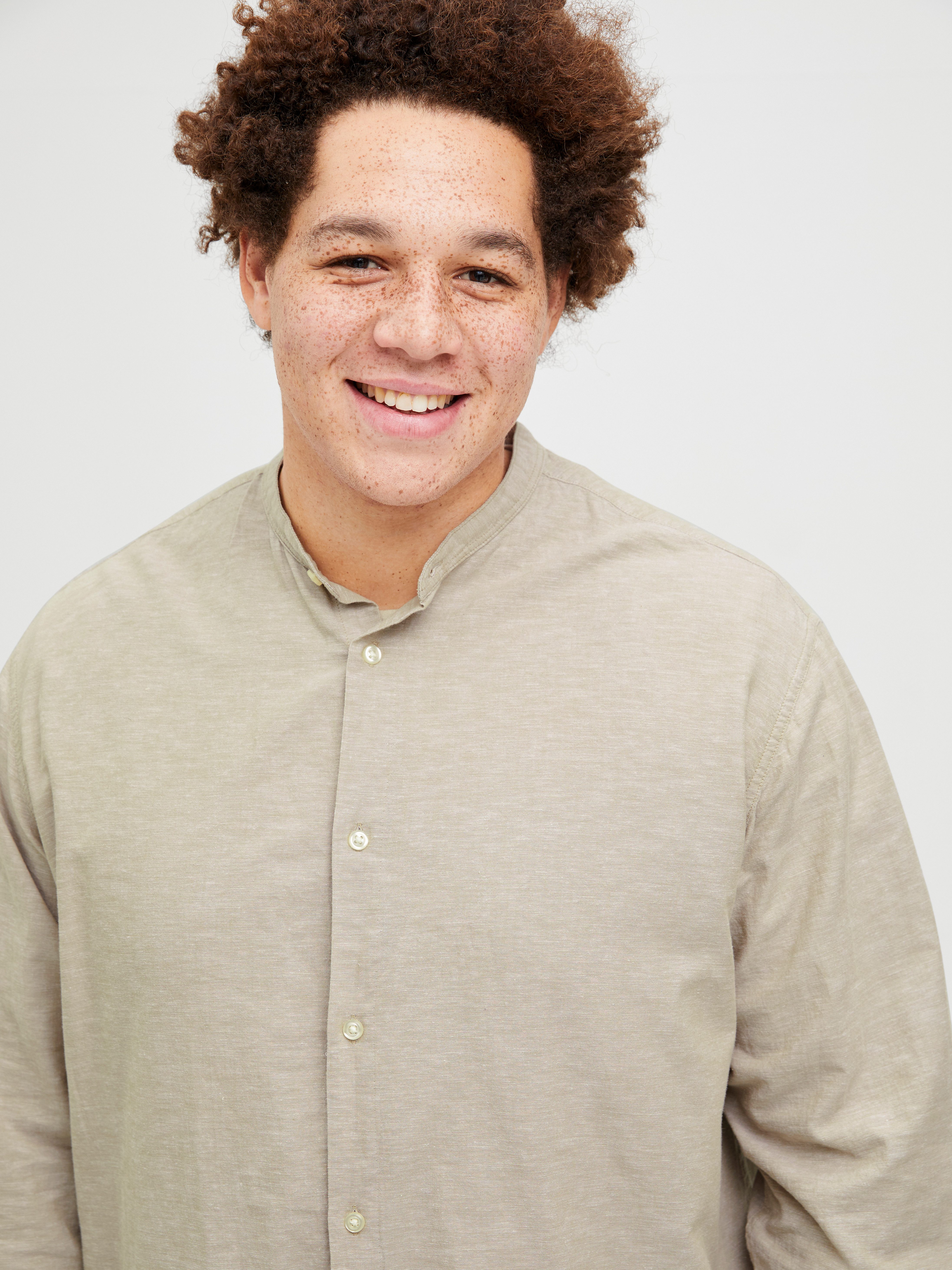 Jack & Jones PlusSize Overhemd met lange mouwen JJEBREEZE LINEN BLE BAND SHIRT LS SN PLS