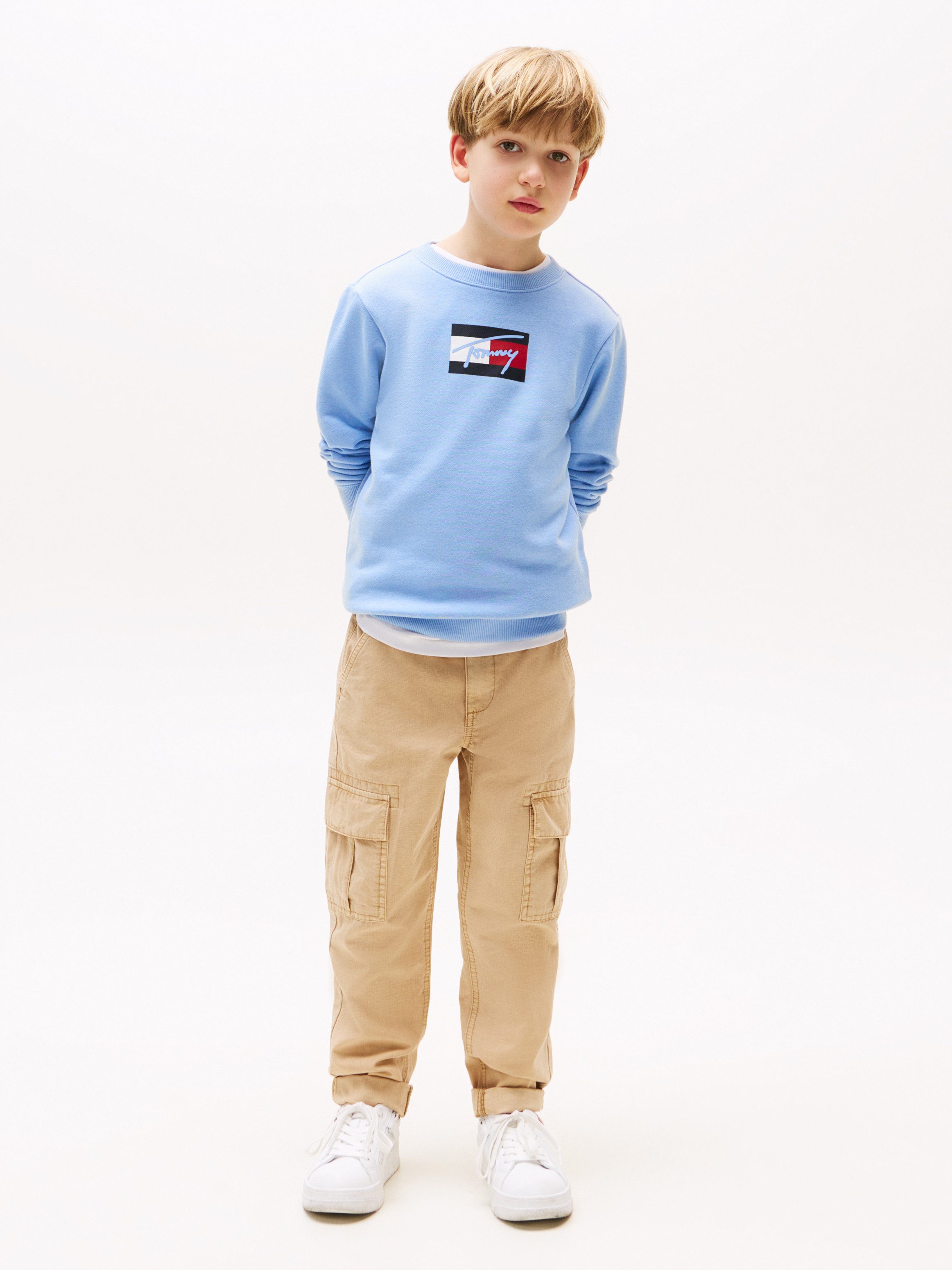 Tommy Hilfiger Sweatshirt TOMMY SCRIPT FLAG SWEATSHIRT voor kinderen tot 16 jaar, vlag-logo-print
