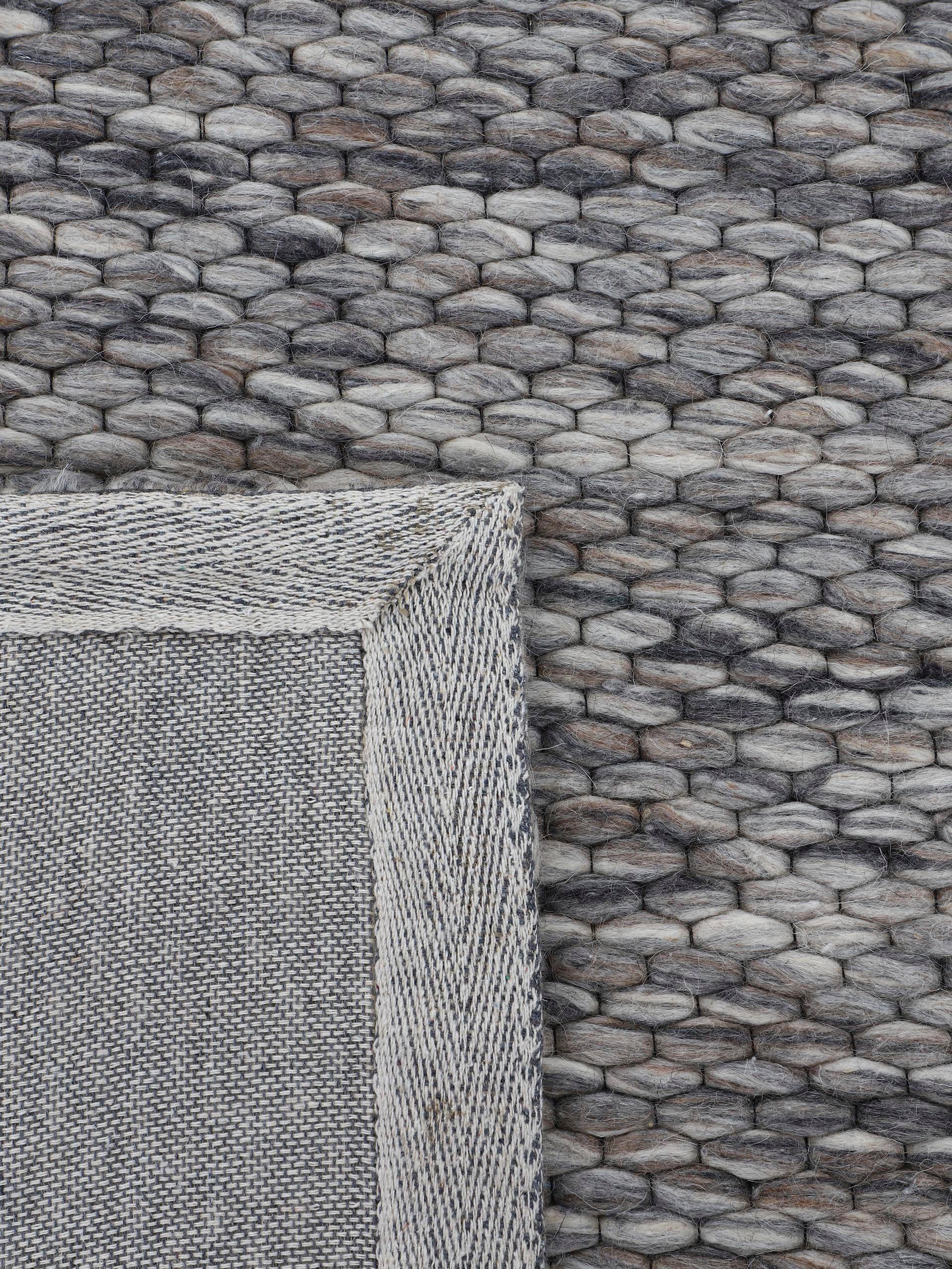 carpetfine Wollen kleed Sina grove structuur, tijdloos design, 100% wol, woonkamer