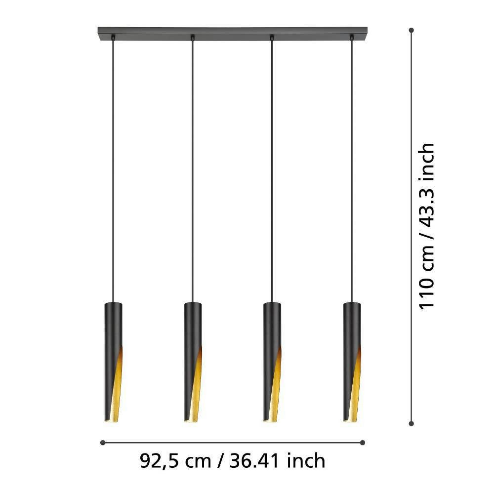 EGLO Hanglamp BARBOTTO Hanglamp, metaal in zwart en goud, hanglamp, GU10 lichtbron (1 stuk)