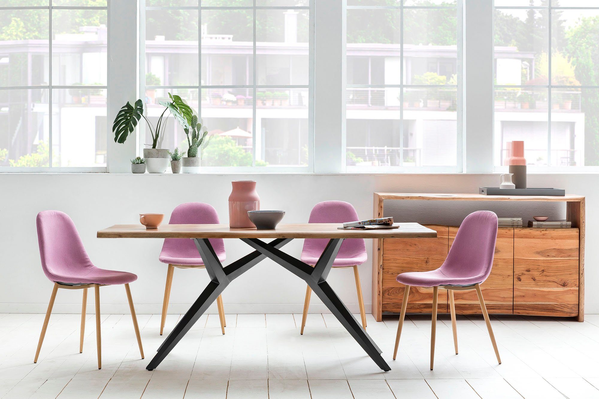 SIT Eettafel Design-frame in industriële antiek-look eettafels maat 220 cm x 73 cm x 100 cm beige