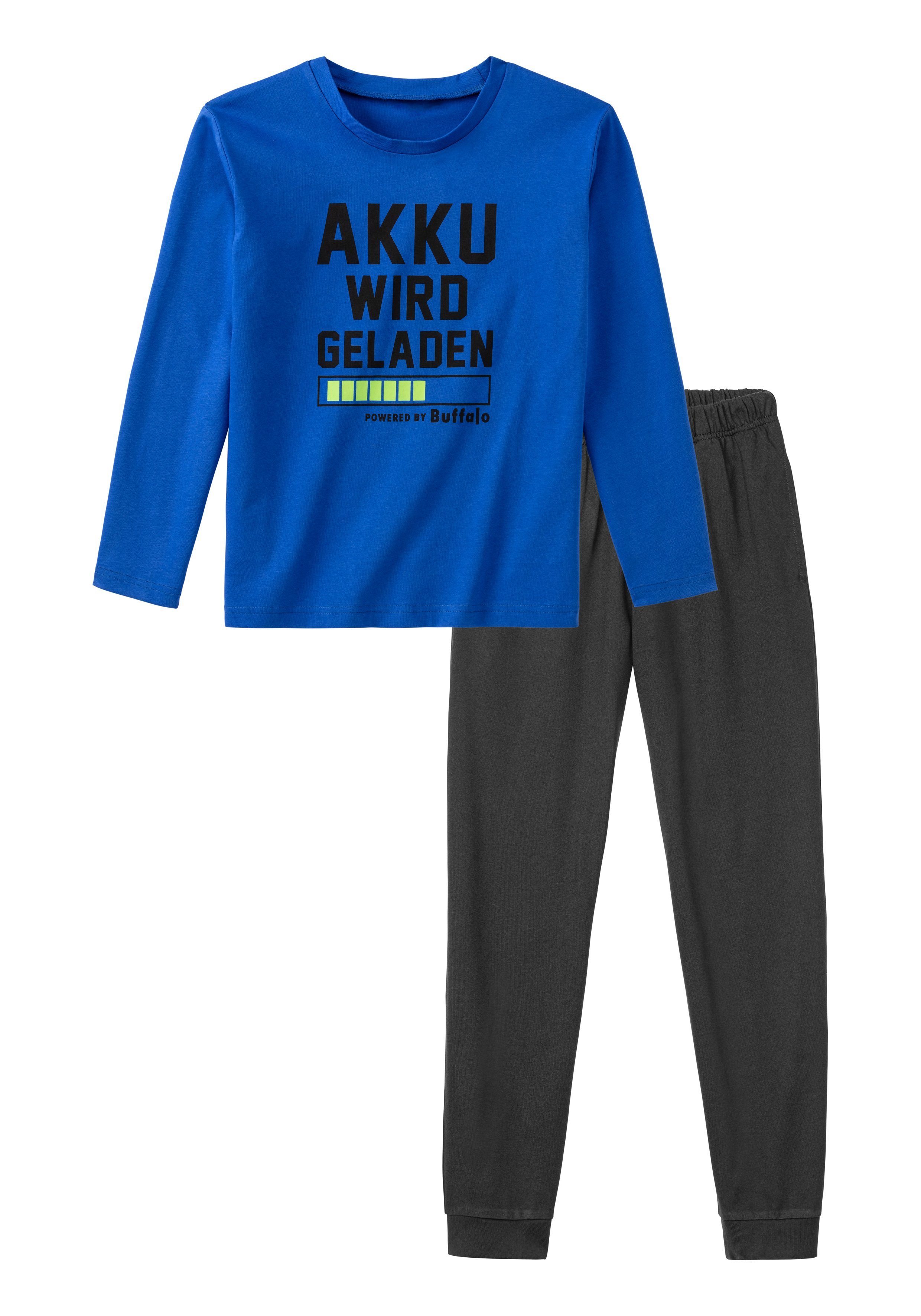 Buffalo Pyjama Accu wordt geladen Pyjama met spreuk "Accu wordt opgeladen" (2-delig, 1 stuk)