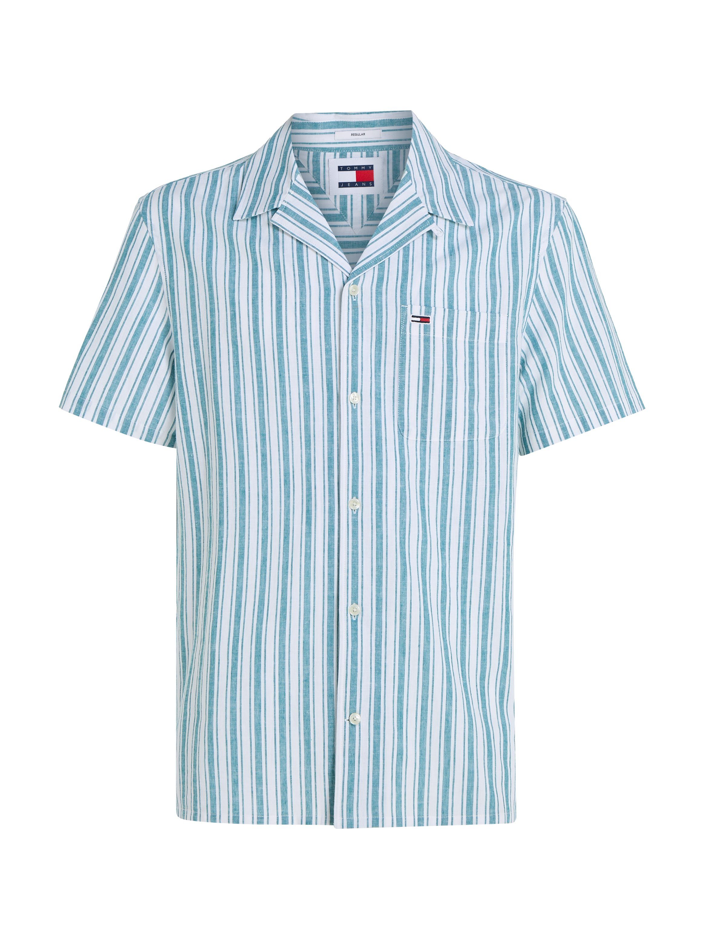TOMMY JEANS Overhemd met korte mouwen TJM STRIPE LINEN SS SHIRT EXT