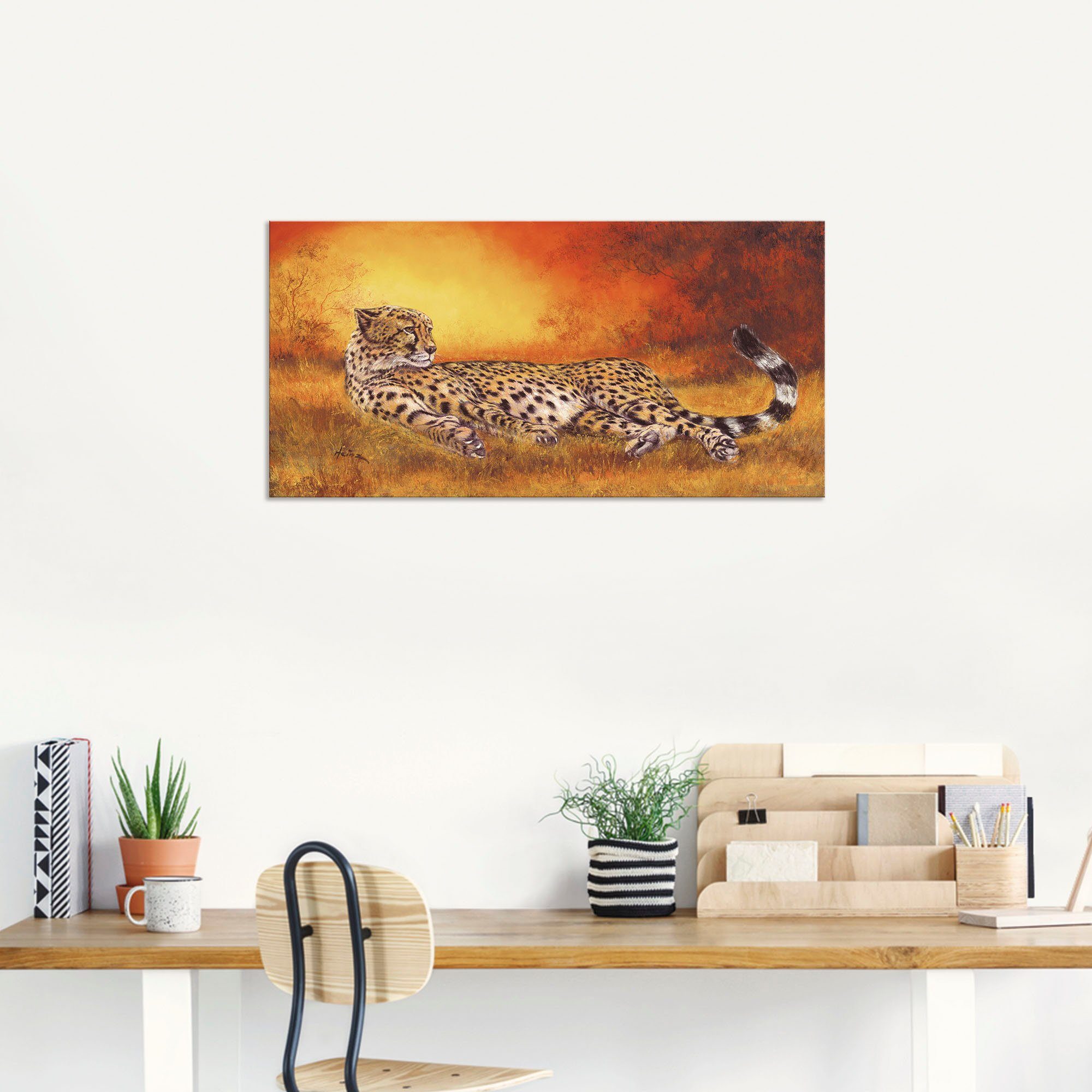 Artland Artprint Jachtluipaard als artprint van aluminium, artprint voor buiten, artprint op linnen, poster, muursticker
