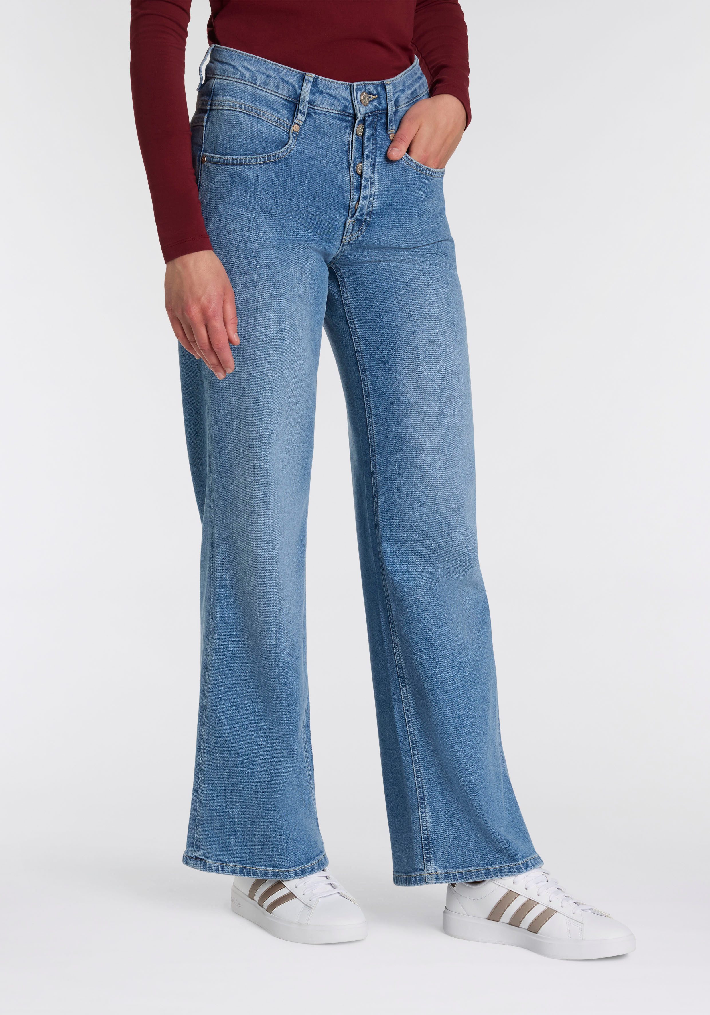 GANG Wijde jeans 94MEDINA WIDE met knoopsluiting
