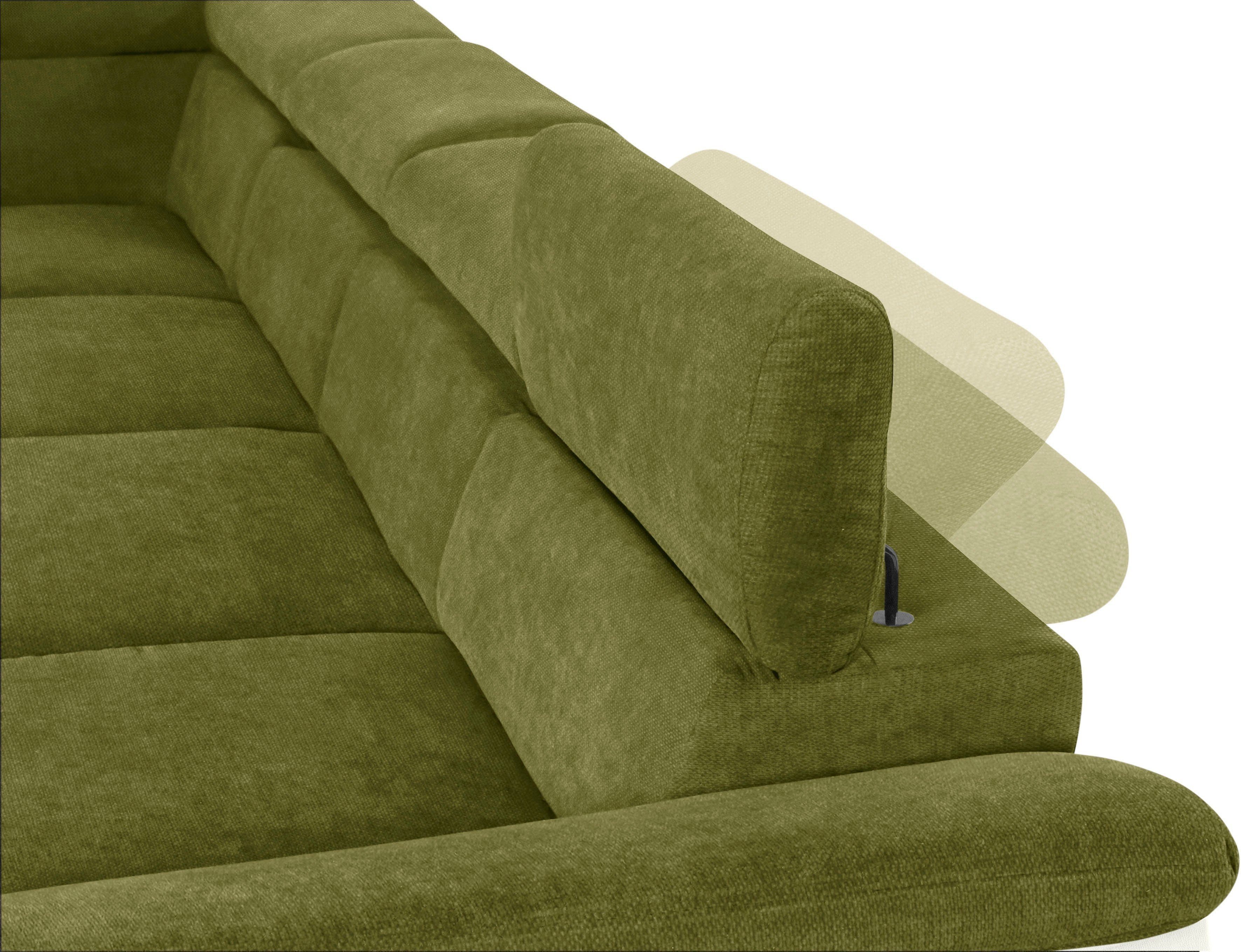 COTTA Zithoek Komaris U-Form, B: 320 bzw. 100 cm (Set: Wohnlandschaft & Hocker) Set bestaande uit: woonlandschap met hoofdverstelling & hocker (set)