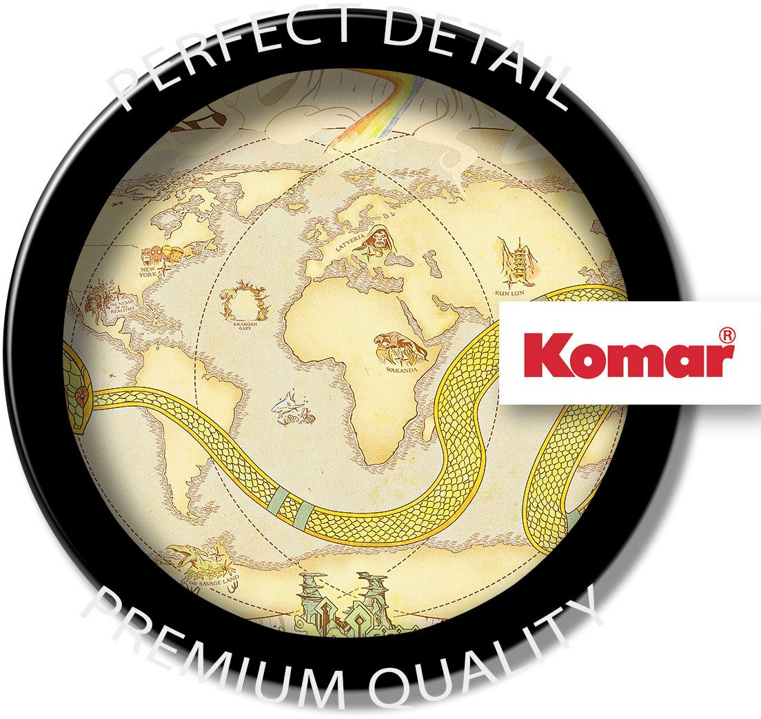 Komar Artprint op linnen Marvel World Map - Afmeting 40 x 40 cm Canvasdoek met echt houten frame, kinderkamer (1 stuk)