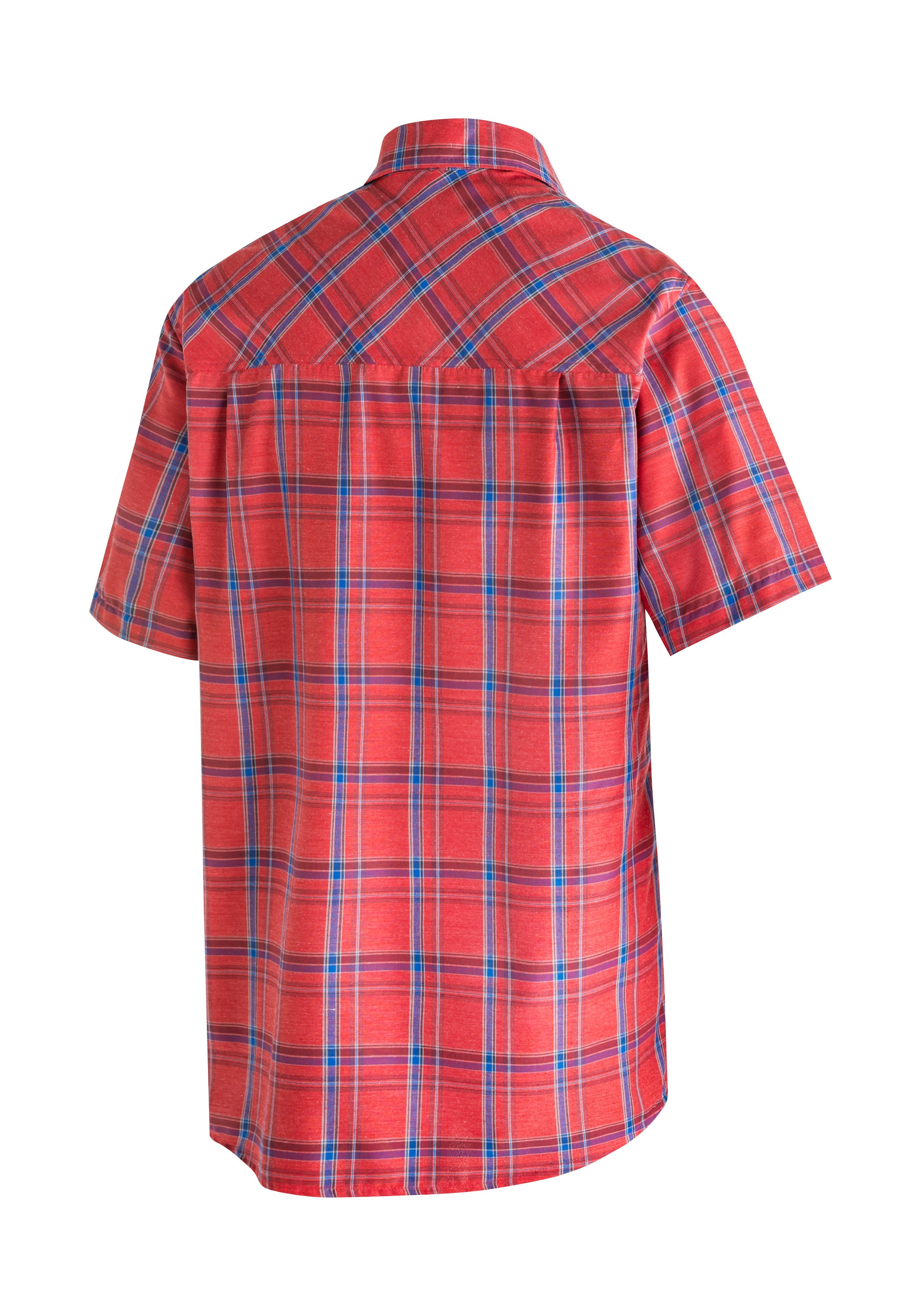Maier Sports Functioneel shirt Mauro Geruite overhemd met korte mouwen voor wandelen, reizen en vrije tijd