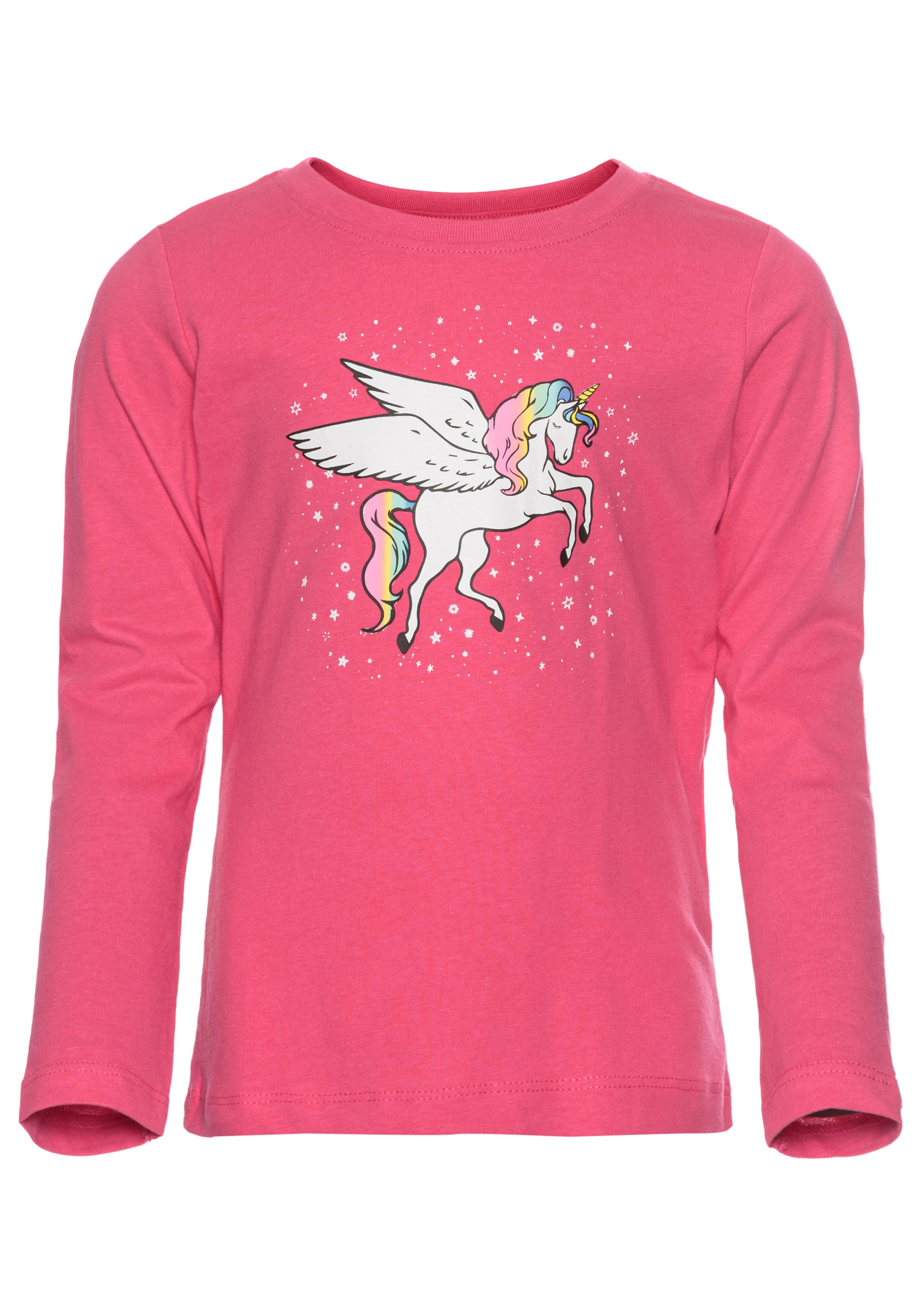 KIDSWORLD Shirt met lange mouwen Met leuke eenhoornprint lange mouwen, heuplange pasvorm, stijlvolle print