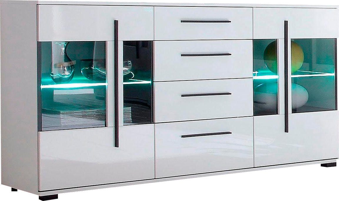 INOSIGN Dressoir Cantara, moderne kast, commode in Eiken Evoke of wit zwarte stanggreep, voldoende opbergruimte, veelzijdig inzetbaar