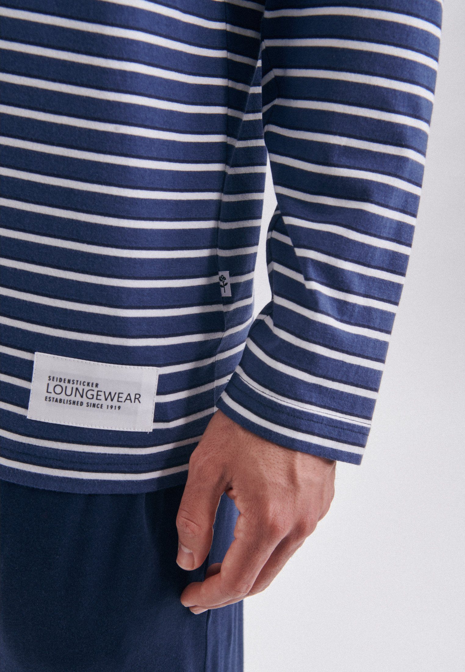 seidensticker Pyjama top Zwarte roos Pyjama bovenstuk met strepen