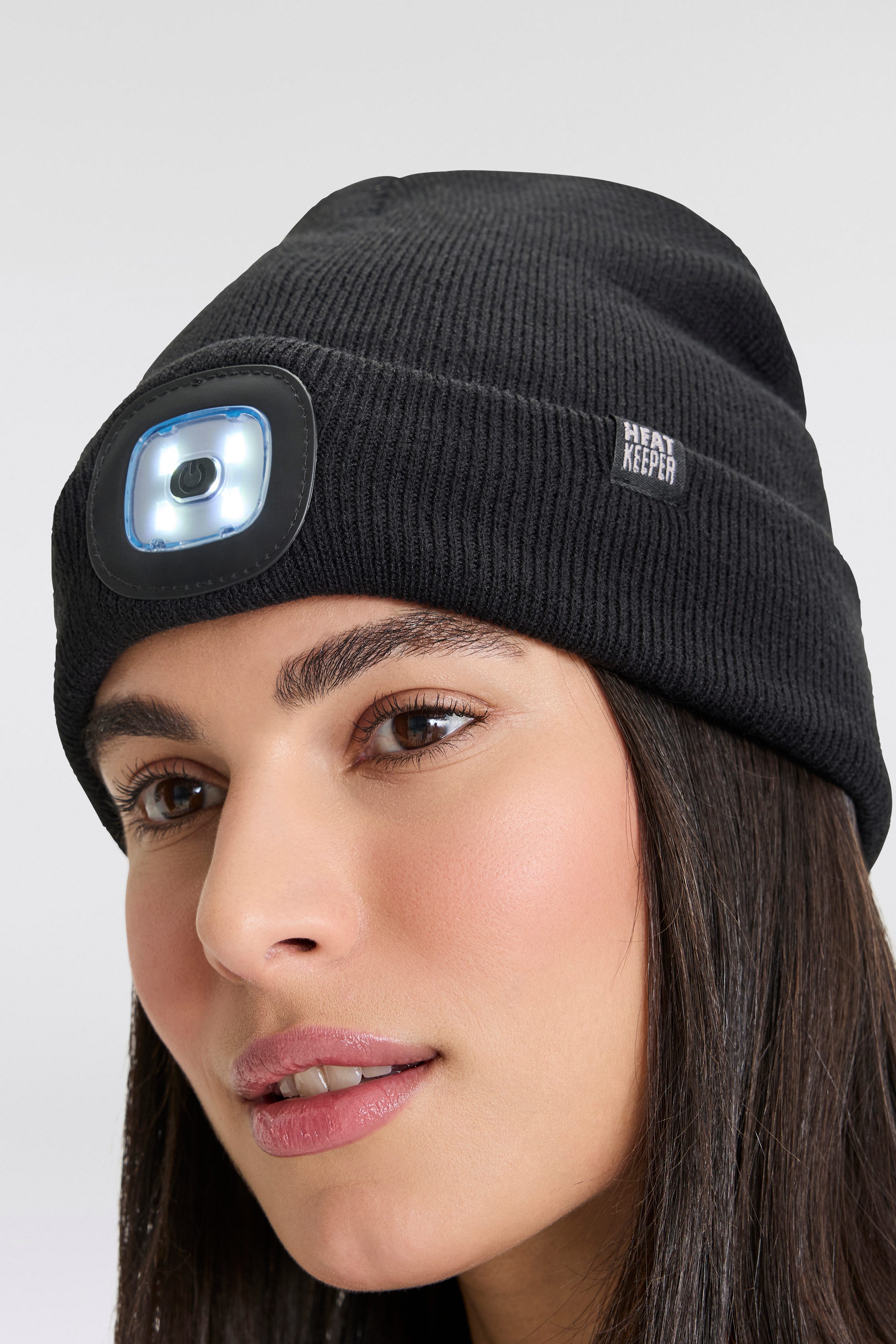 HEAT keeper Gebreide muts MEN THERMAL BEANIE+LED LIGHT RECHARGE oplaadbare, afneembare led-lamp voor de donkere tijd van het jaar (2 stuks)