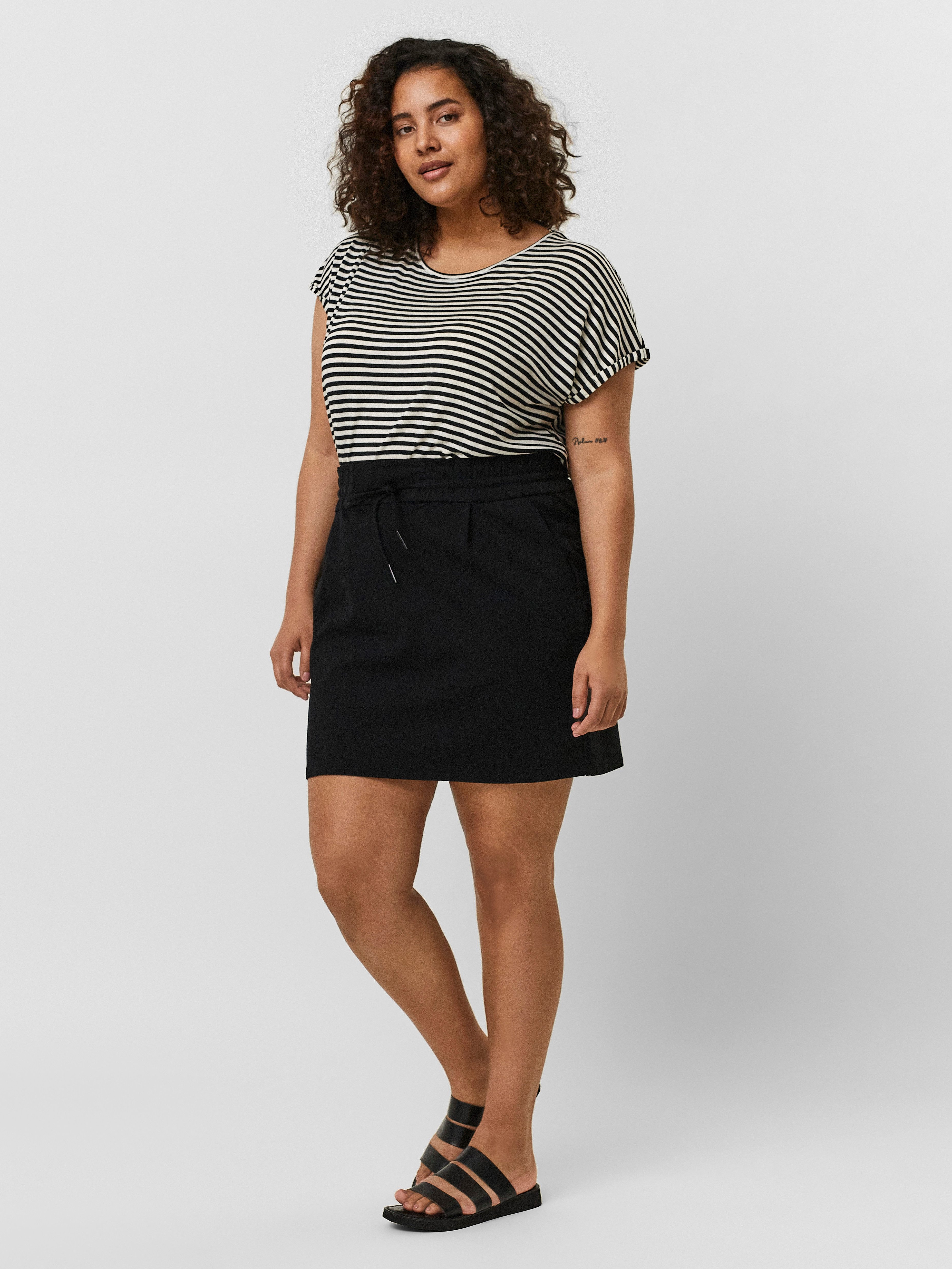 Vero Moda Curve Shirt met korte mouwen VMAVA PLAIN SS TOP STRIPE GA NOOS CURVE