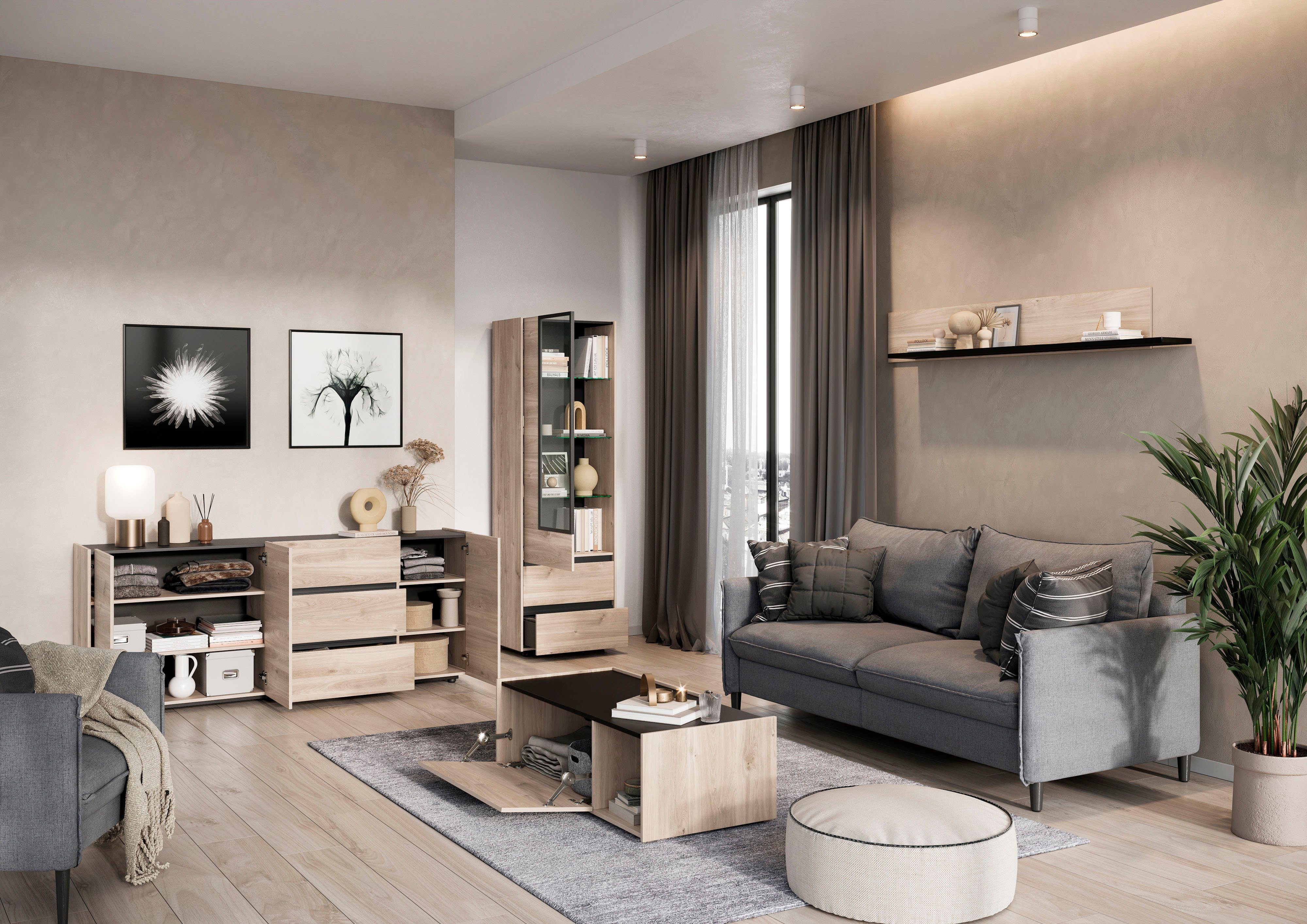 GERMANIA Salontafel Cantoria met een open en een gesloten vak, greeploos design
