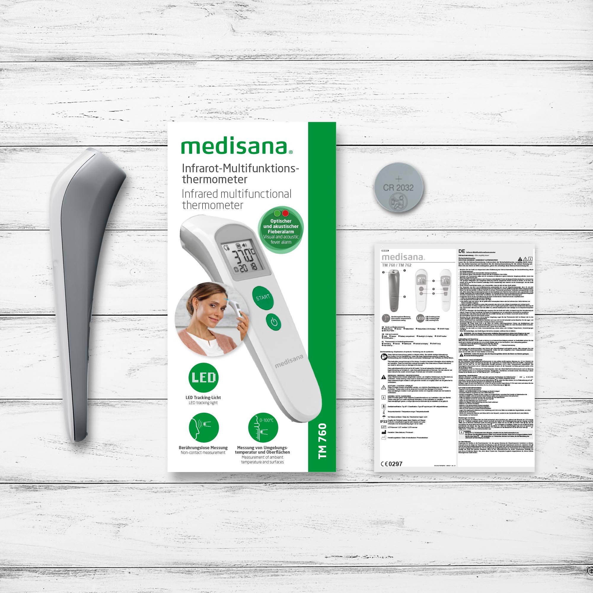 Medisana Infrarood-thermometer TM 760 Meten van lichaam- en oppervlaktetemperatuur met koortsalarm