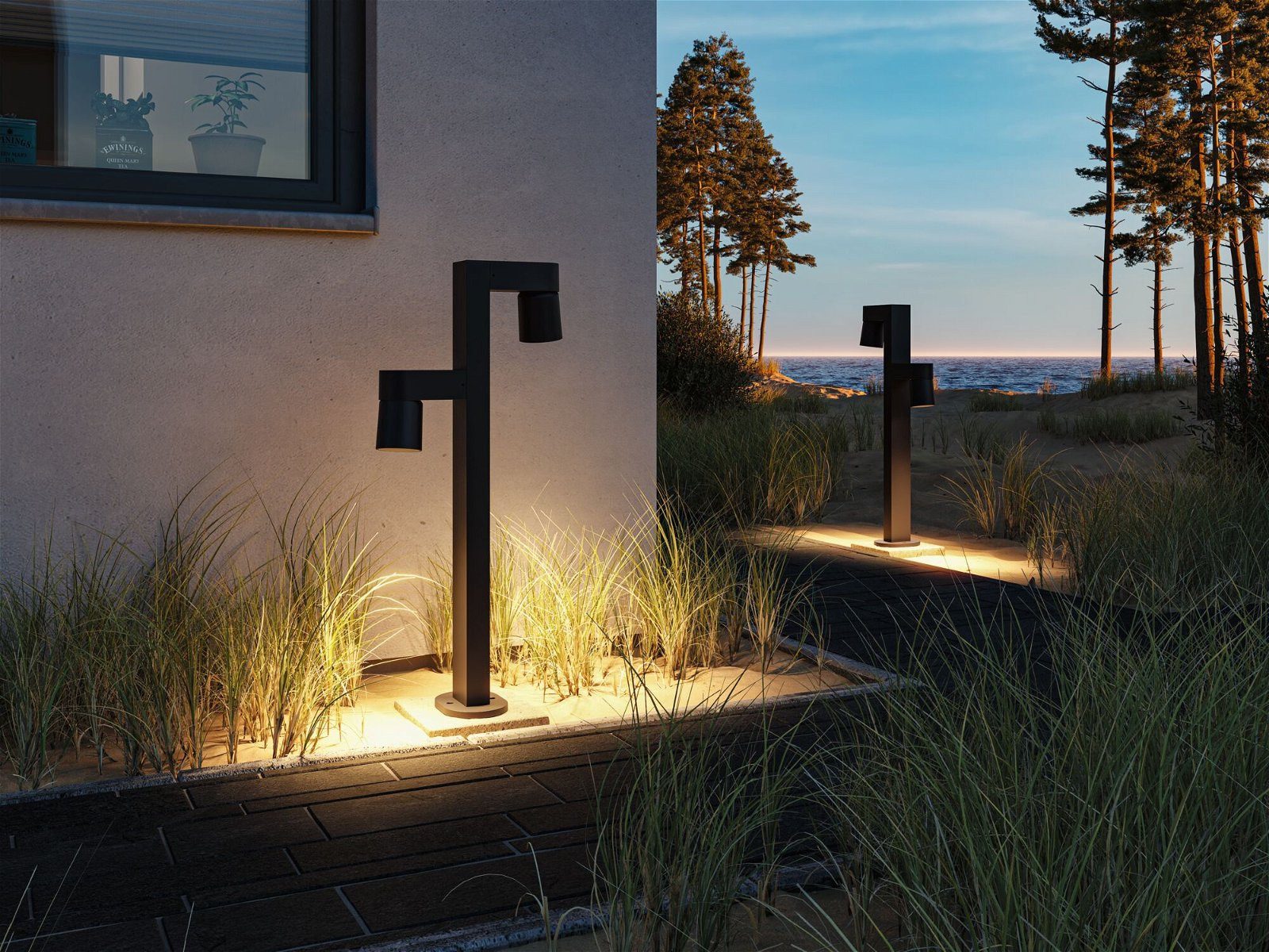 Paulmann Led-bolderlamp Kimu IP44 822mm 3000K 2x8W 750lm 230V 70° Antraciet Aluminium (1 stuk)