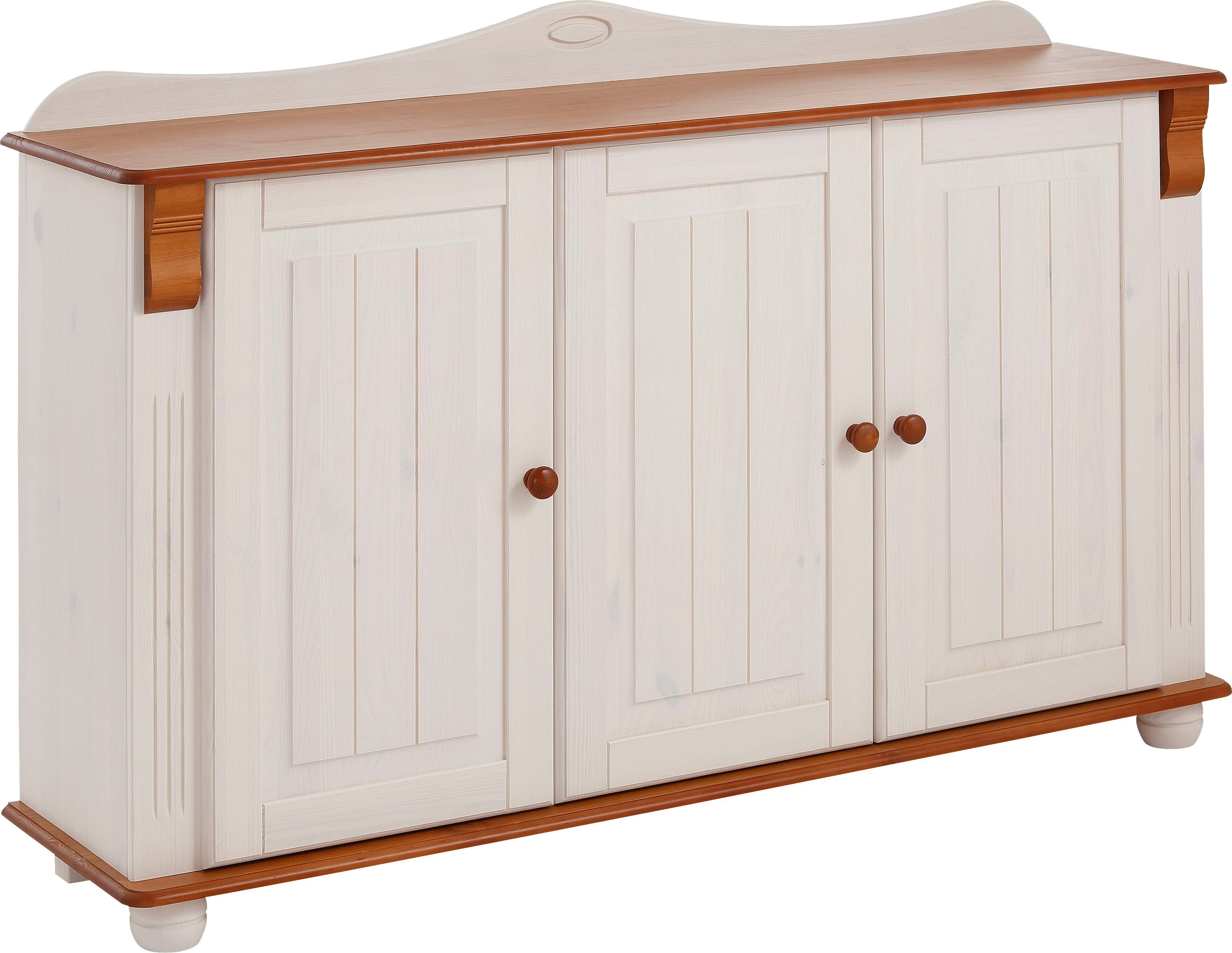 Home affaire Dressoir ADELE Commode, 3-deurs, breedte 130 cm, van massief dennenhout, FSC dressoirs wit