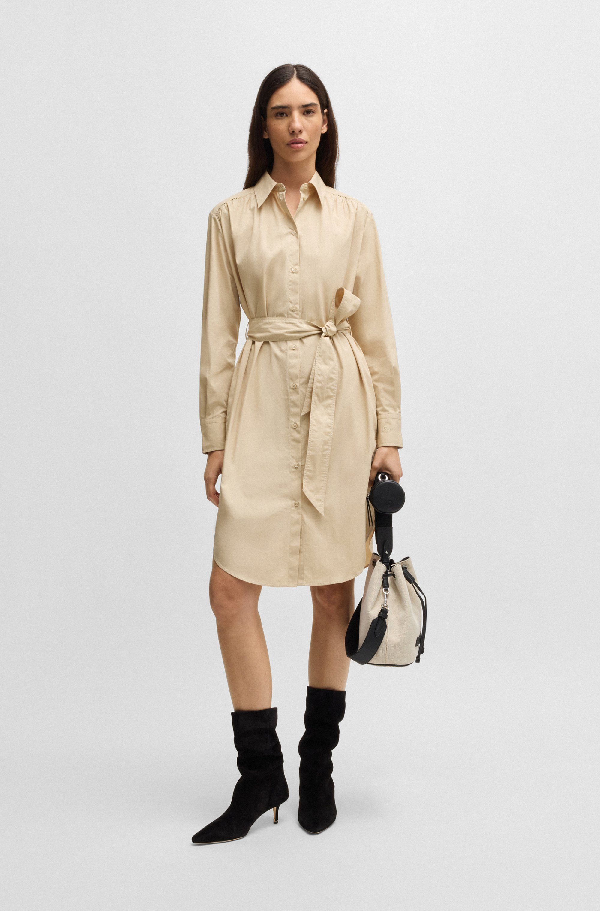 Boss Orange Blousejurk C_Delegant_1 met ajpur detail dames blousejurken maat 34 bruin