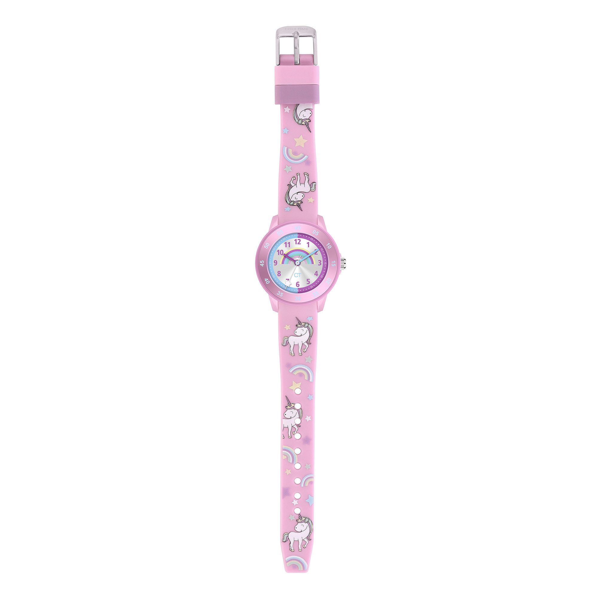COOL TIME Kwartshorloge The Cool Pink Unicorn Horloge, siliconen armband, kinderhorloge, meisje, analoog