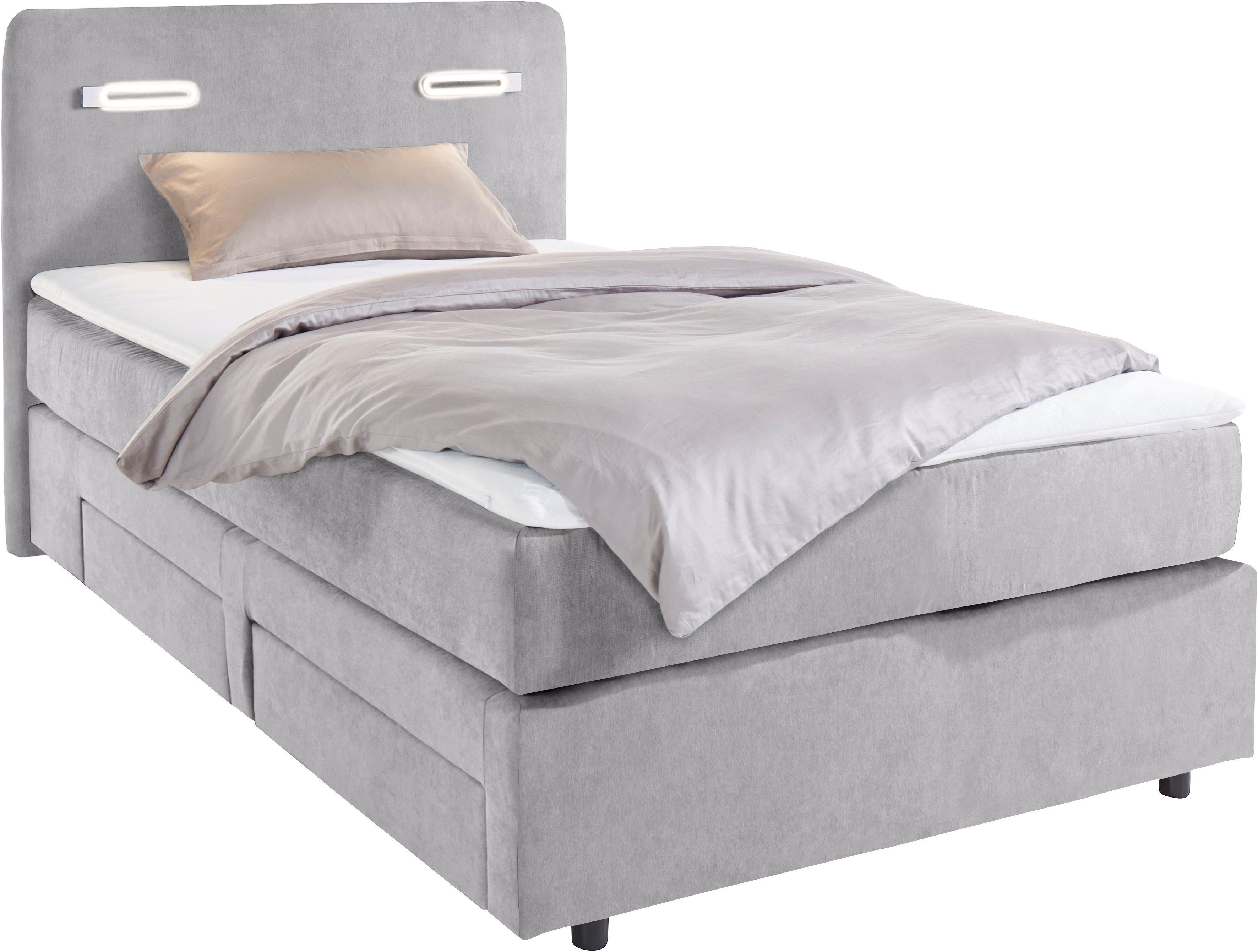INOSIGN Boxspring Luan Laden, ledverlichting en topmatras, in breedte 120 cm en 180 cm