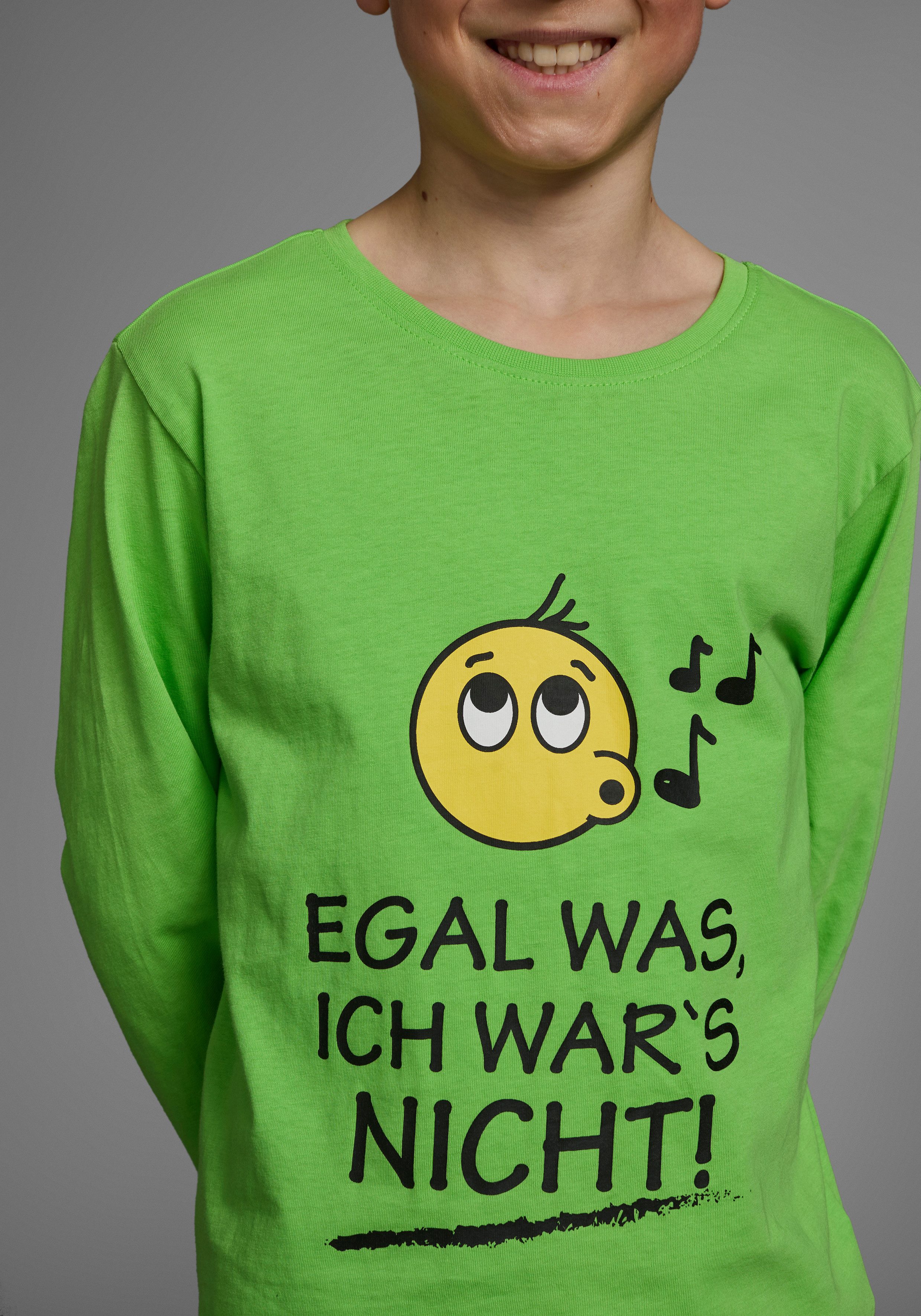 KIDSWORLD Shirt met lange mouwen EGAL WAS, ICH WAR'S NICHT! Lange mouwen, basic pasvorm, frisse opdruk, ronde hals