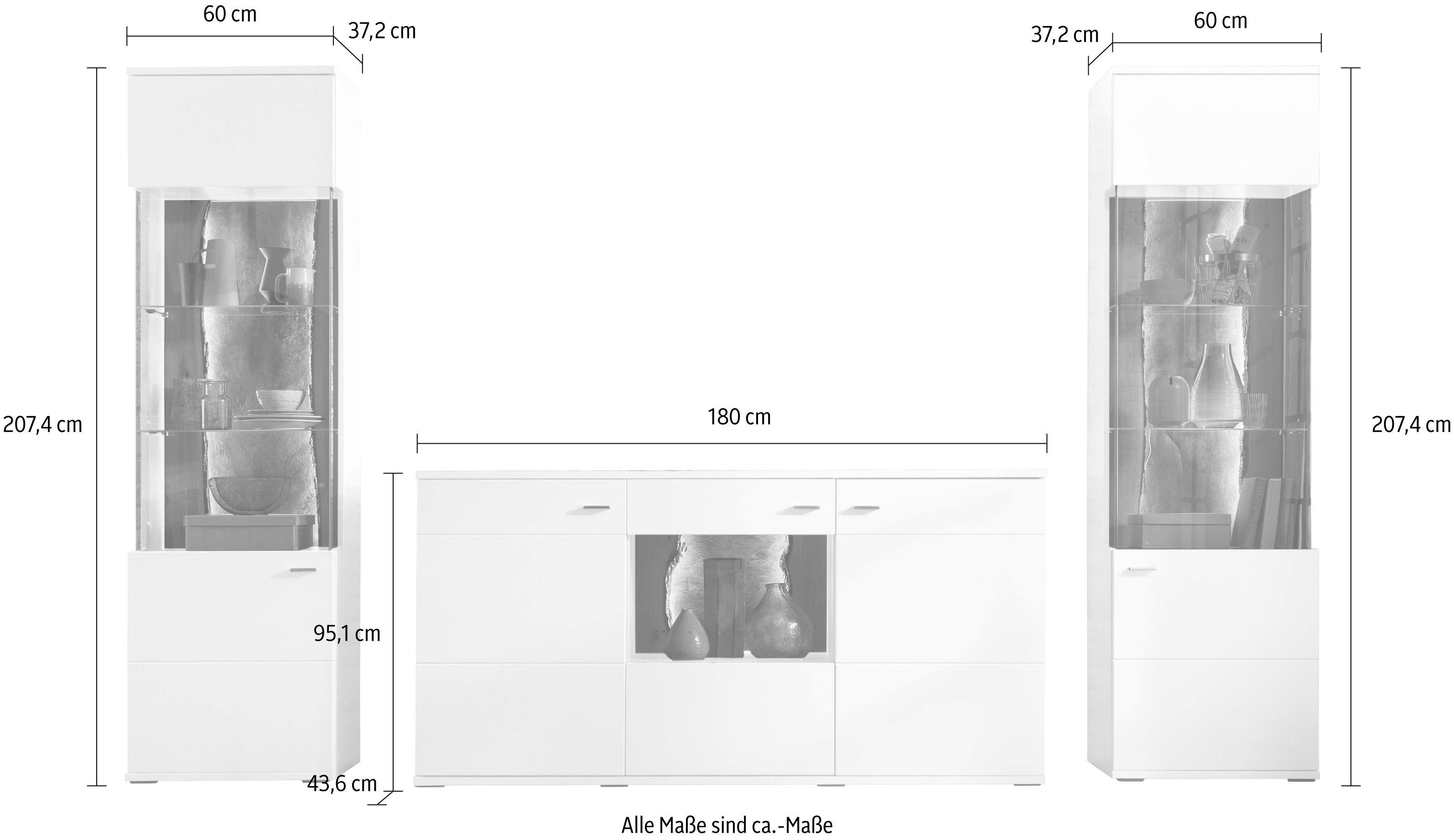 set one by Musterring Wandmeubel Tacoma Type 11, met 2 vitrinekasten (set, 3-delig)