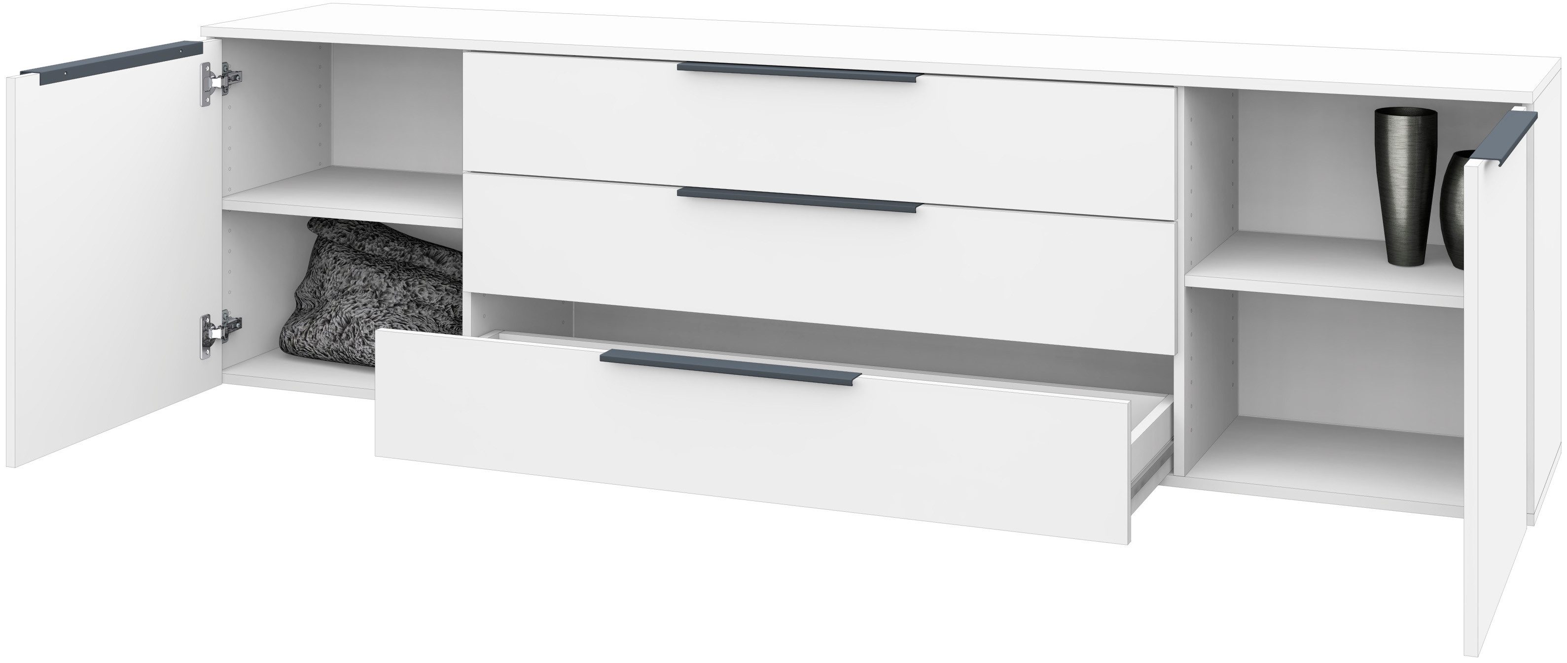 borchardt Möbel Kast Tom Aluminium grepen in grafietgrijs mat, in hoogte verstelbare legplanken
