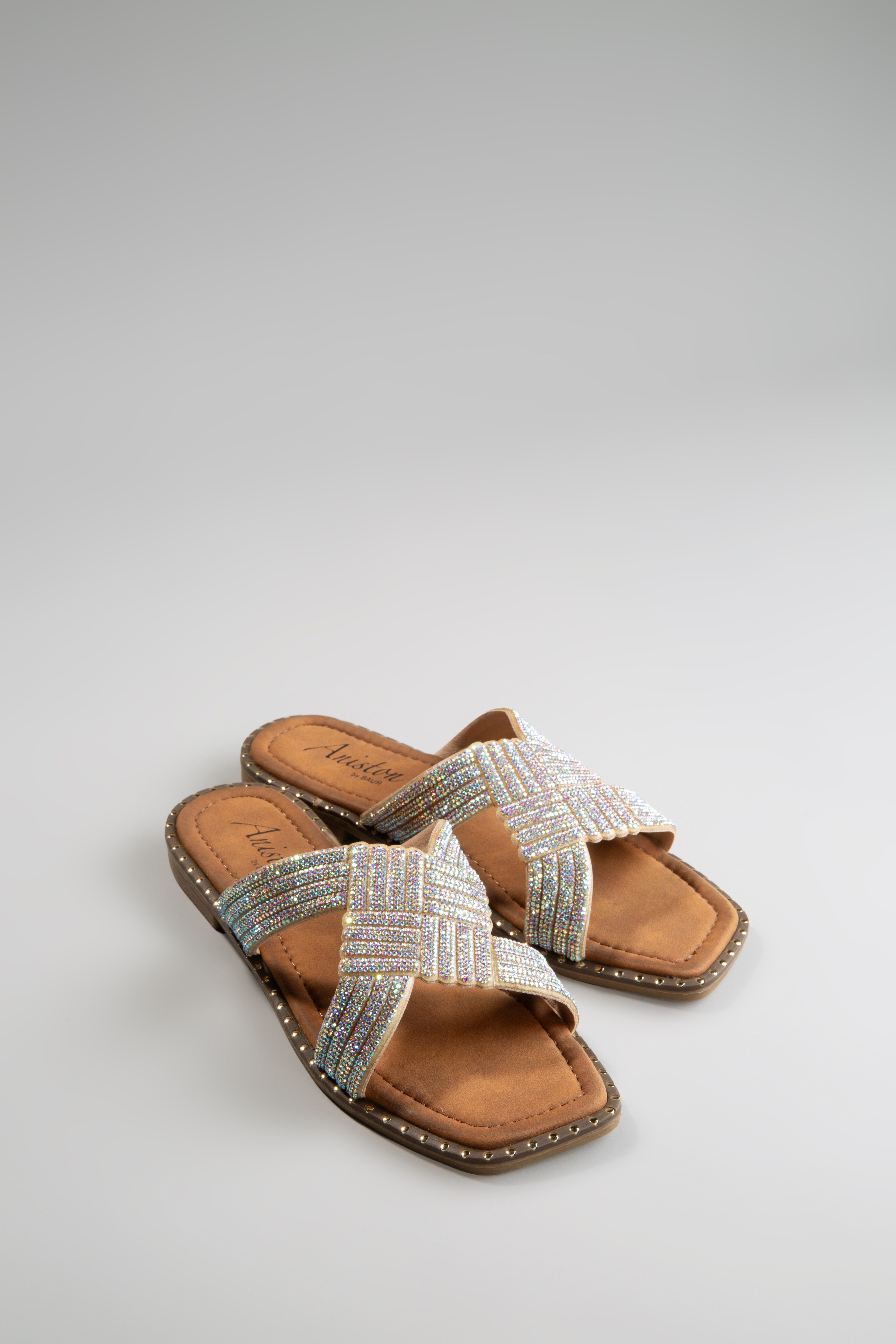 Aniston SHOES Slippers , flat, zomerschoen, strand schoen, glitterstenen - nieuwe collectie