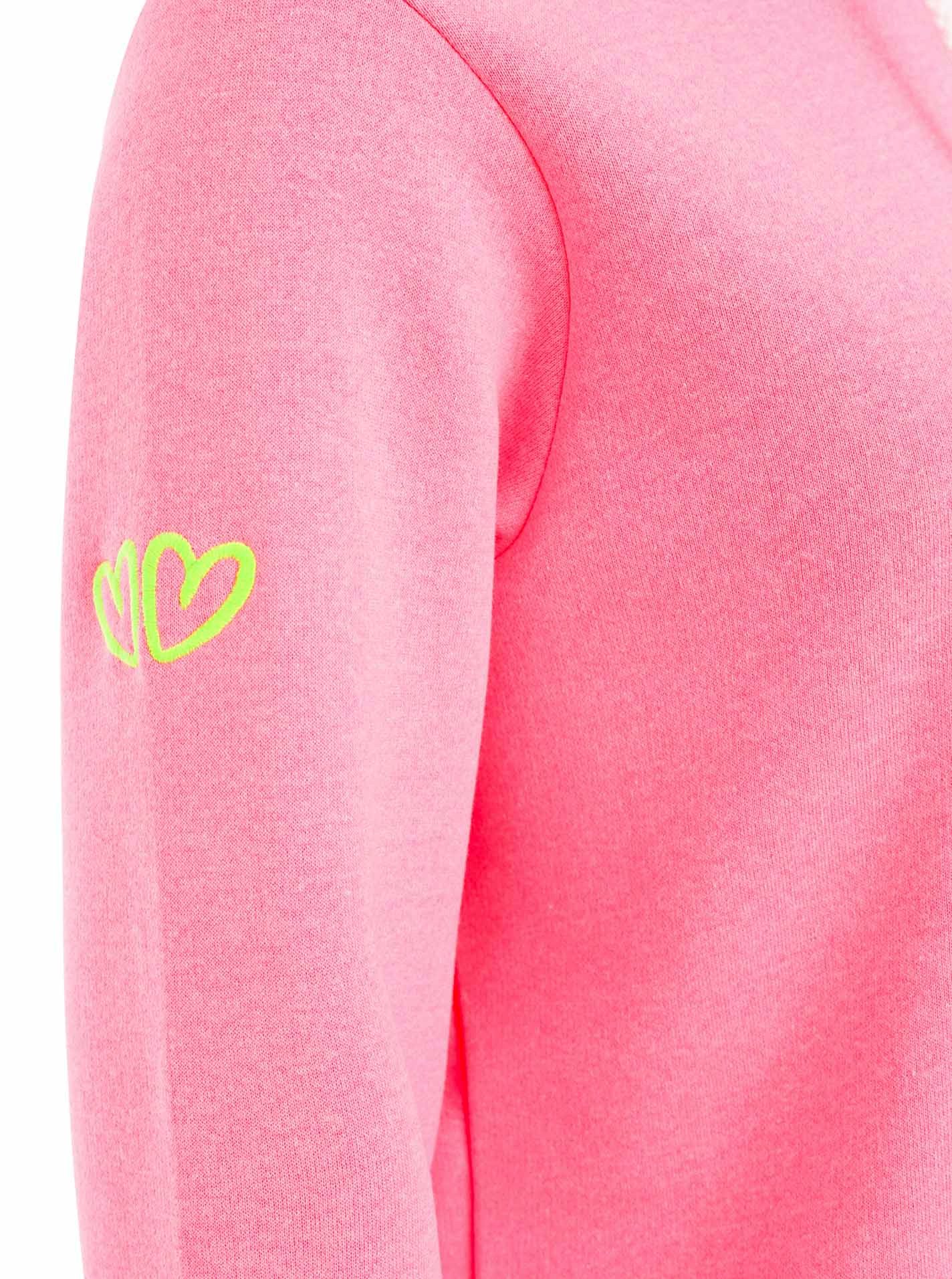Zwillingsherz Hoodie GOOD VIBES met goede vibes, harten op de arm en kleurrijke borduursel