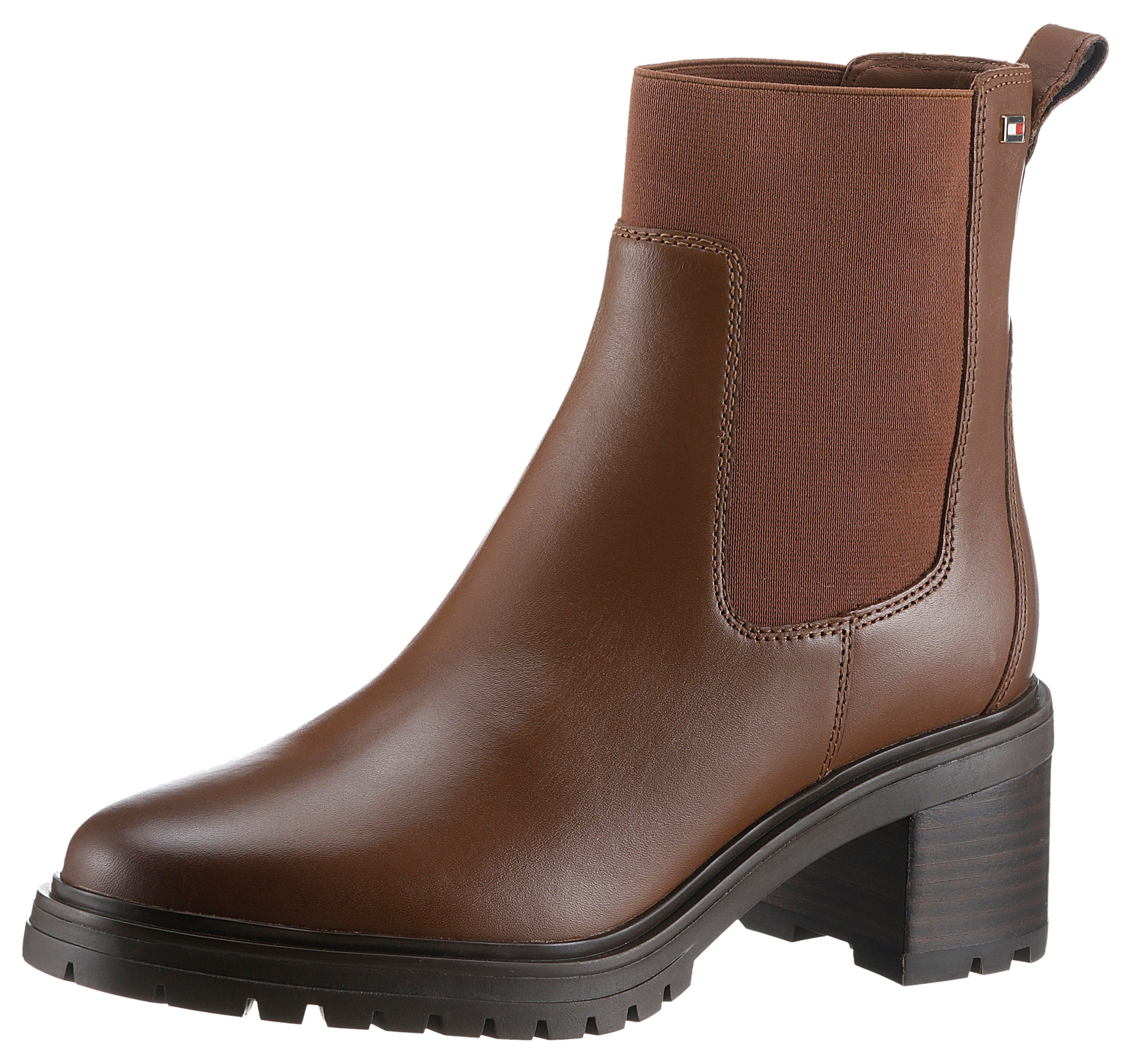 Tommy Hilfiger Chelsea-boots FLAG MID HEEL LEATHER CHELSEA hakken, enkellaars, instaplaarzen met...