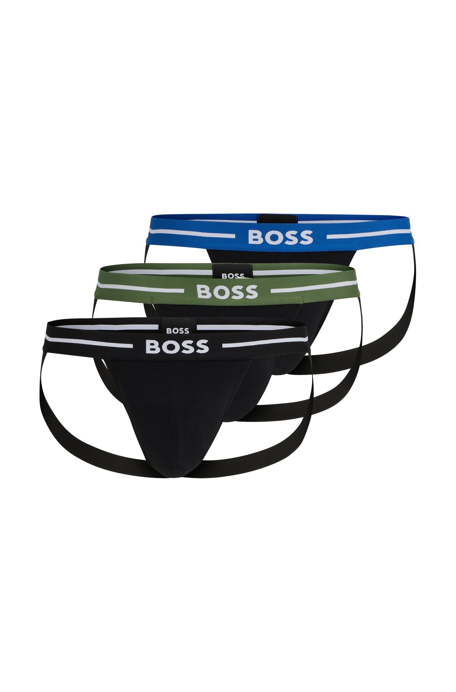 BOSS Slip Jockstrap 3P Bold met elastische band (Set van 3)